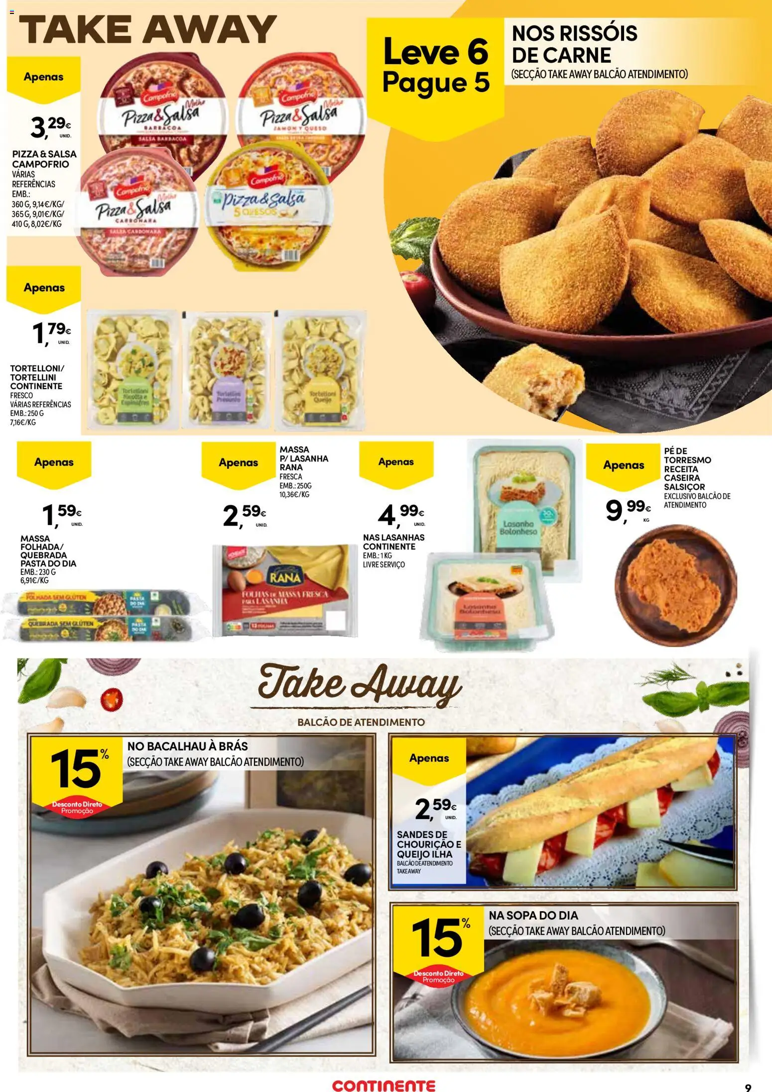 Continente Açores  │ válido de 16.04.2026 | Página: 9 | Produtos: Espinafres, Bacalhau, Sopa, Presunto