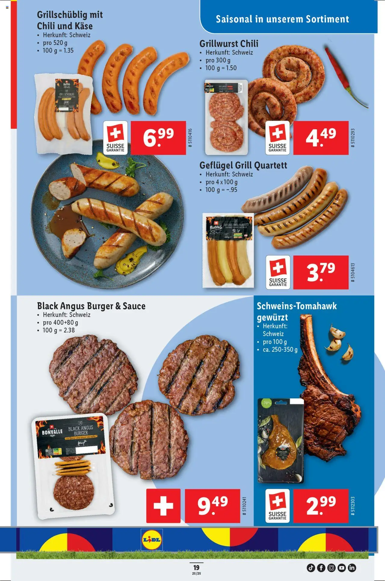 Lidl Aktionen ab 19.06.2025 | Seite: 19 | Produkte: Burger, Käse, Chili, Grill