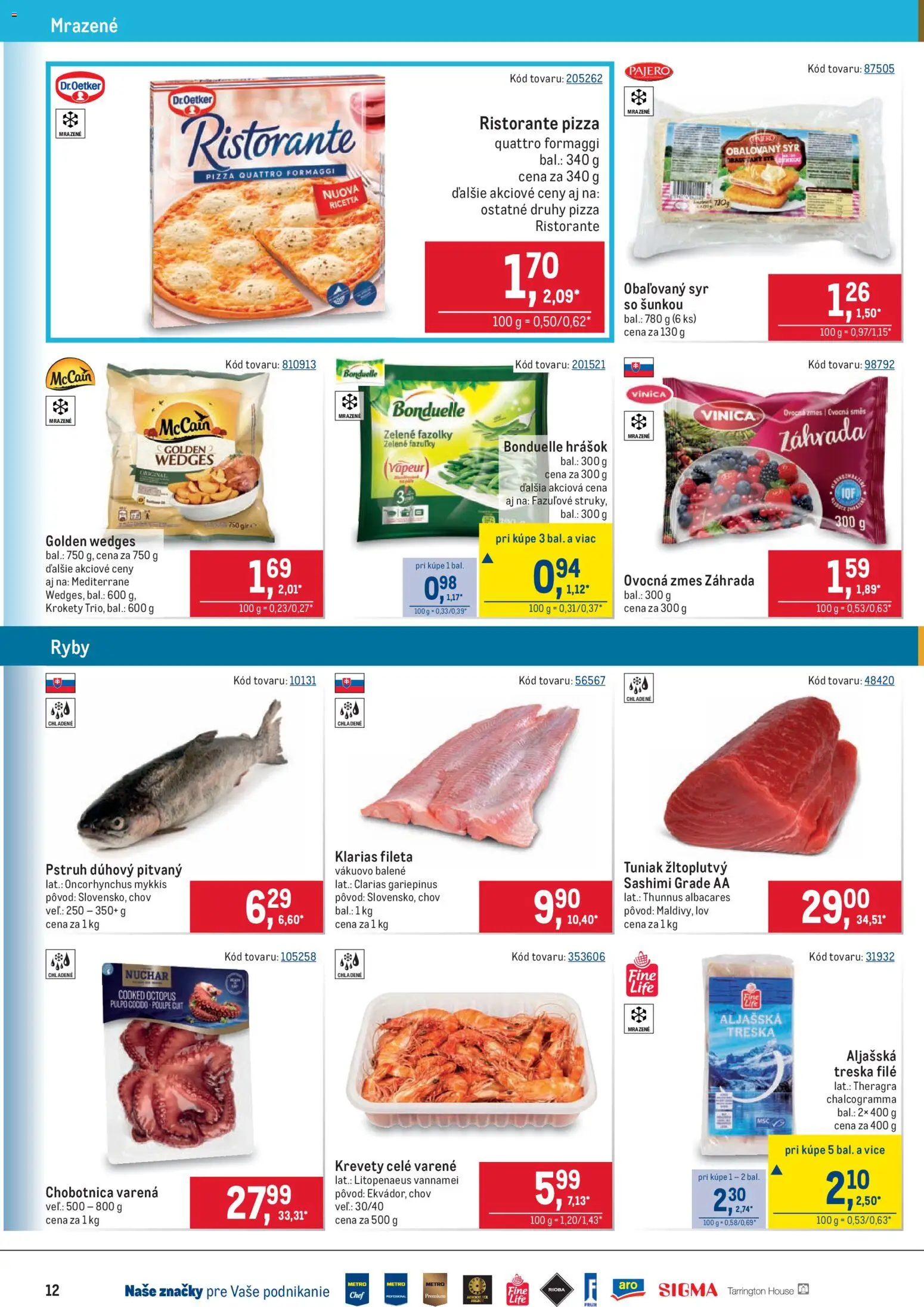 Nové Metro akcie – leták je platný od 02.01.2026 | Strana: 12 | Produkty: Tuniak, Ryby, Hrášok, Treska