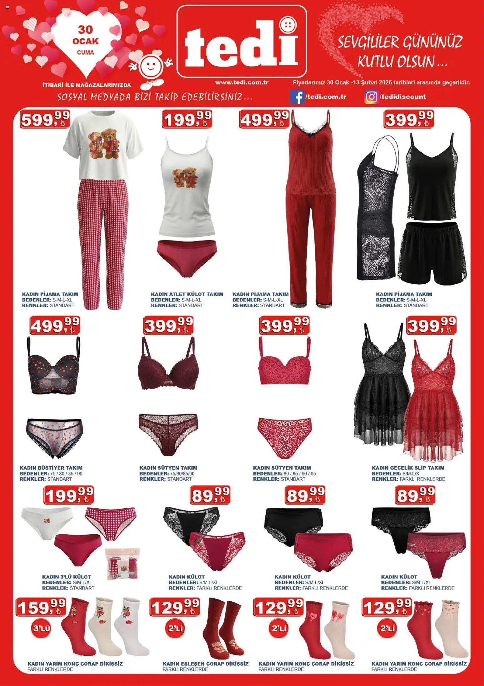 Tedi  - Katalog - 30.01.2026 tarihinden itibaren geçerlidir | Sayfa: 1 | Ürünler: Atlet, Sütyen, Pijama, Ocak