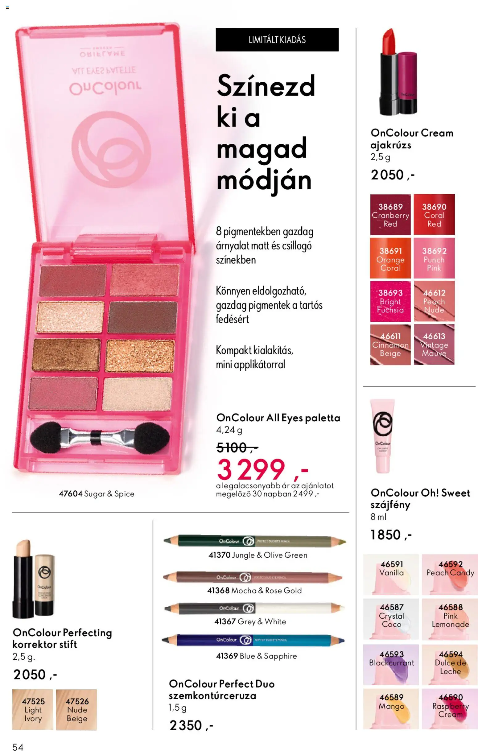 Oriflame akciós ujság - amely érvényes a következő dátumtól: 15.04.2026 | Oldal: 54 | Termékek: Stift, Korrektor, Ajakrúzs, Mangó