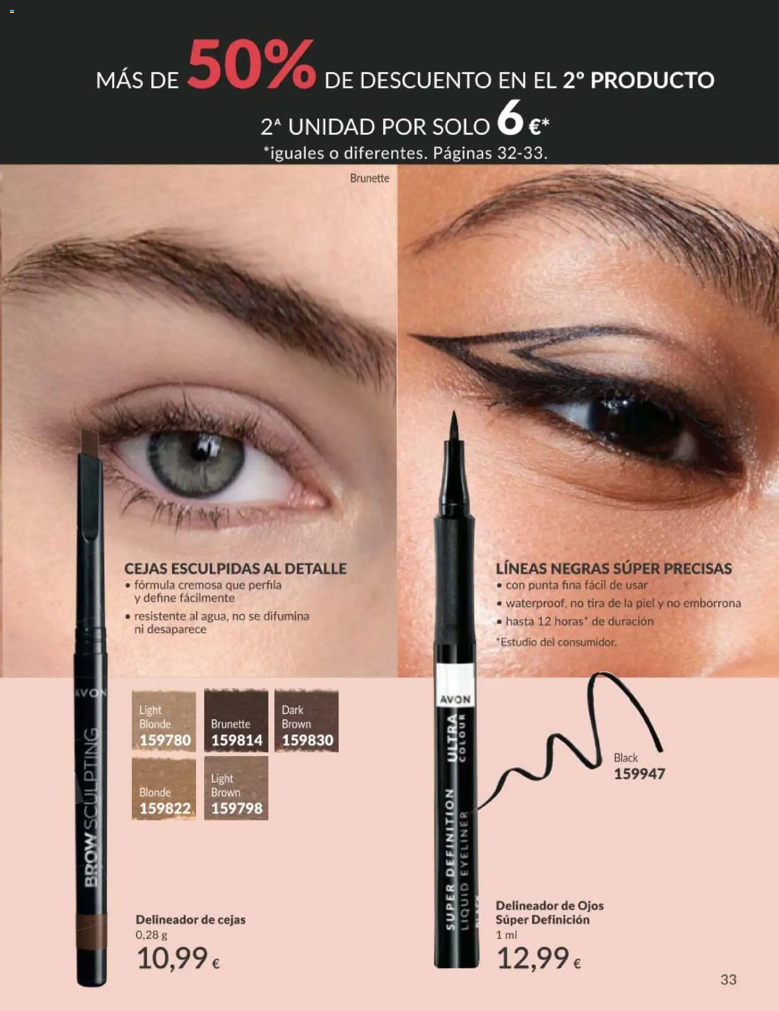 Catálogo AVON campaña 5 │ válido desde el 01.05.2026 | Página: 33 | Productos: Delineador de ojos, Delineador, Delineador de cejas