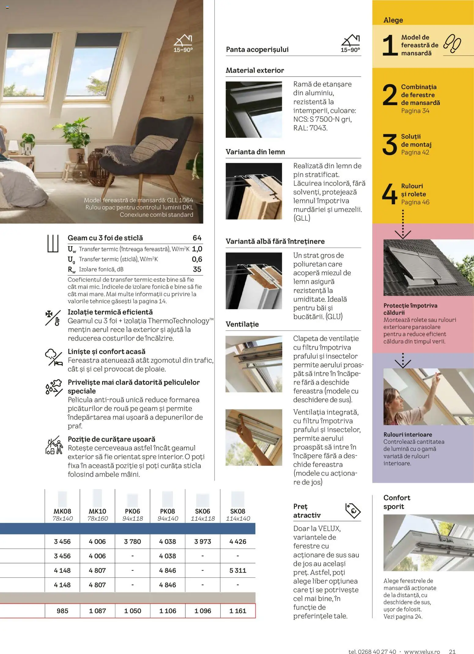 Noul catalog Velux – valabil de la 03.02.2026 | Pagină: 21 | Produse: Tavuk suyu, Pat, Fereastră