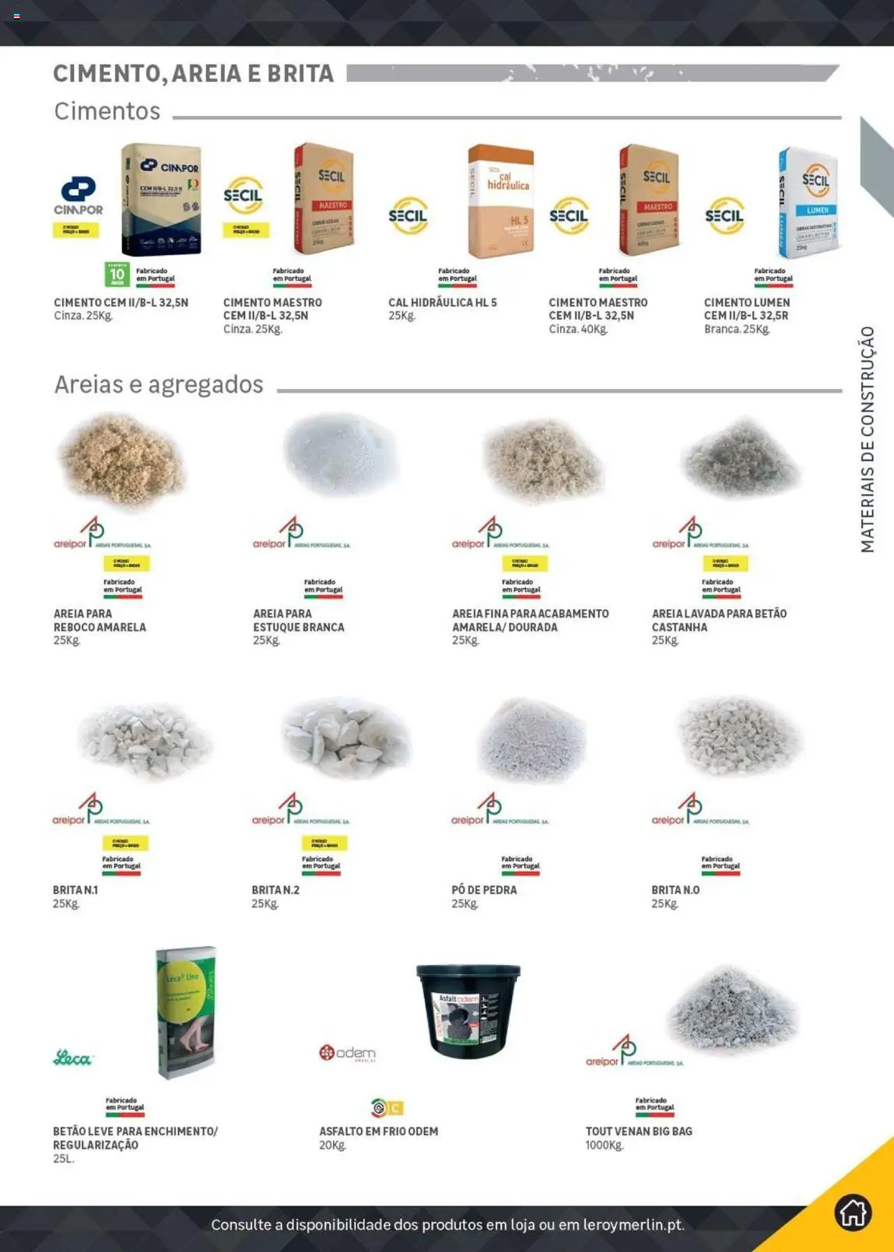Leroy Merlin Catálogo │ válido de 18.11.2024 | Página: 15 | Produtos: Dourada, Areia, Pó, Cimento