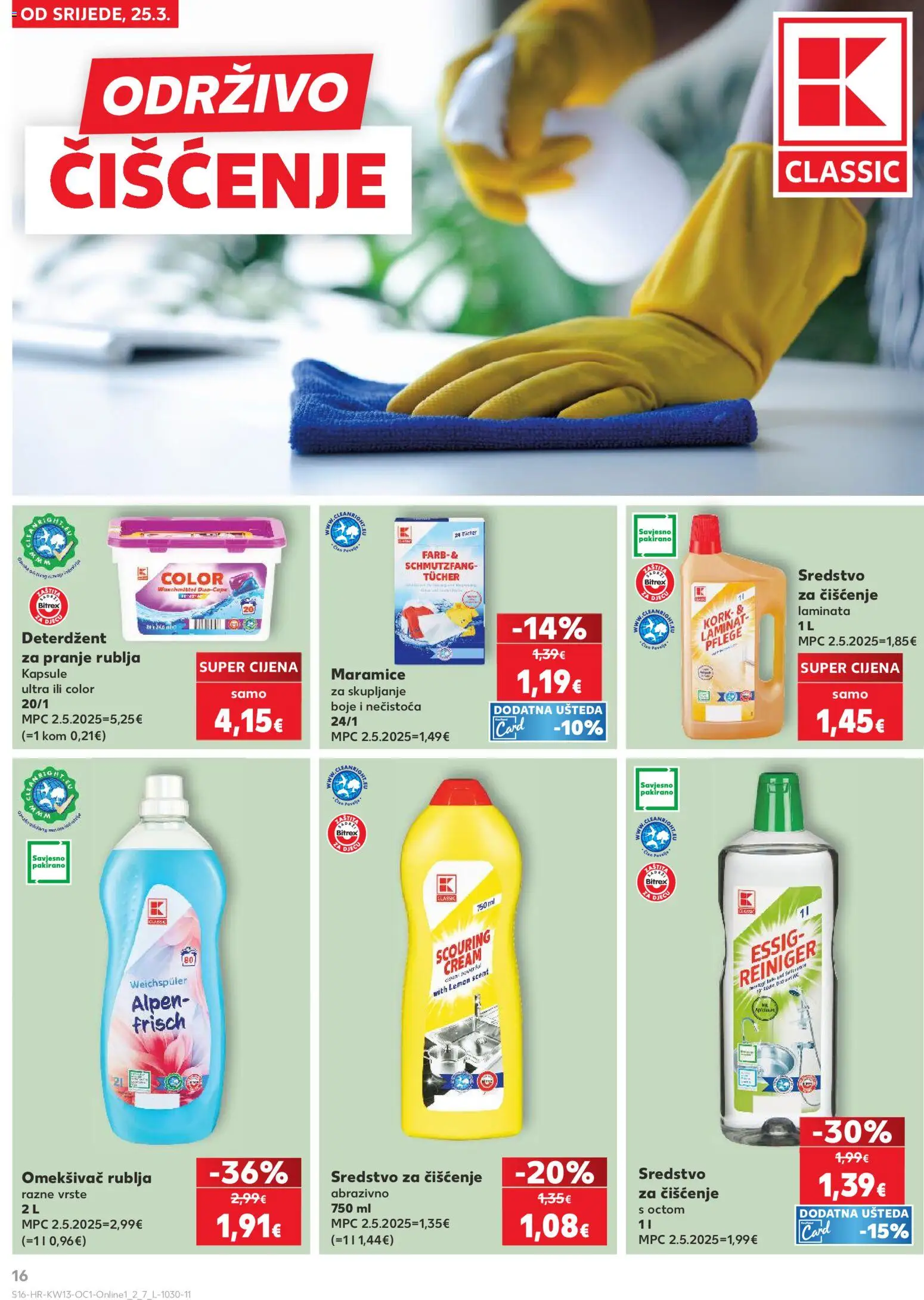 Kaufland katalog | vrijedi od 25.03.2026 | Stranica: 16 | Proizvodi: Deterdžent za pranje rublja, Omekšivač, Deterdžent, Laminat