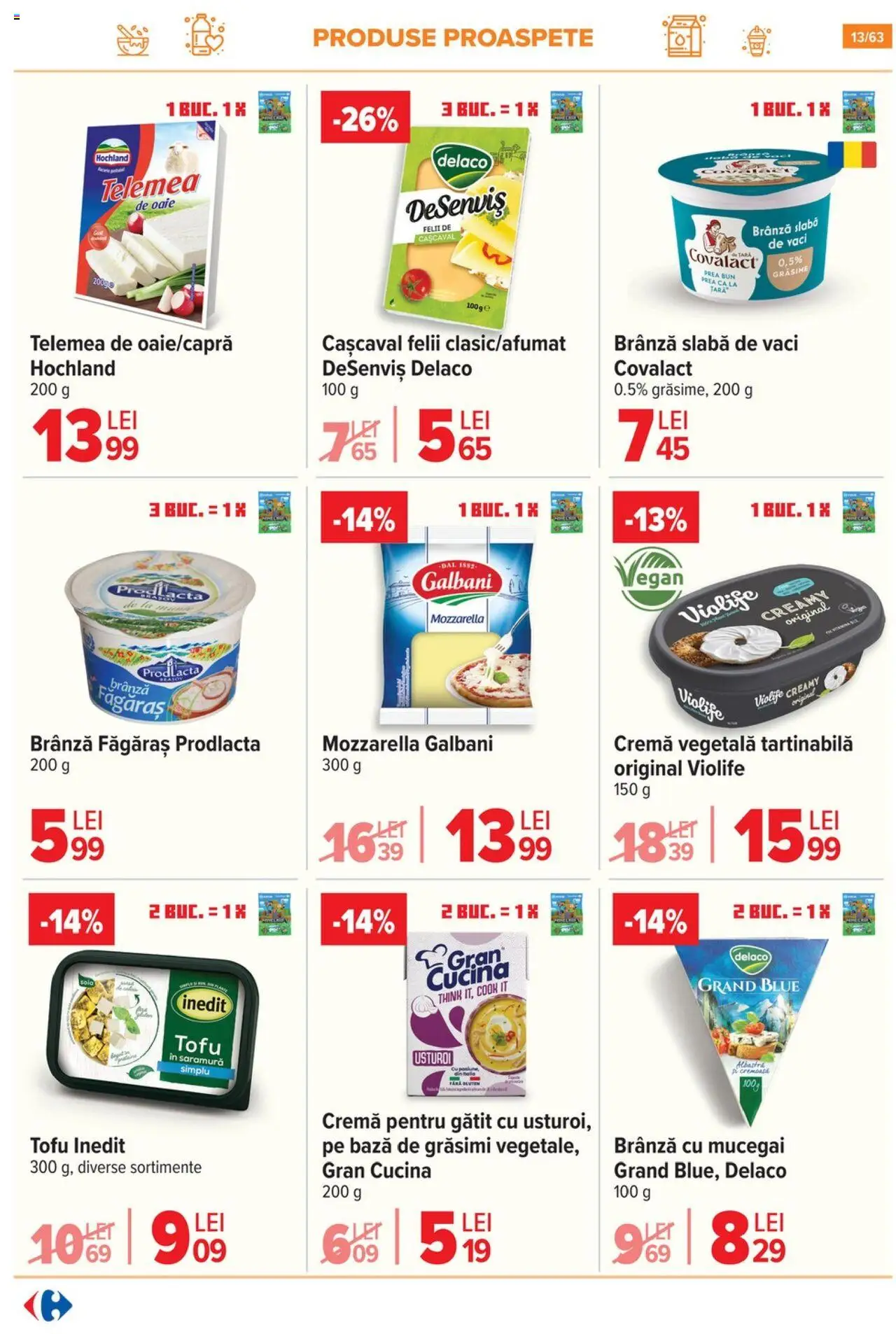 Noul catalog Carrefour – valabil de la 01.10.2025 | Pagină: 13 | Produse: Light Kedi Konservesi, Brânză, Iaurt, Zahăr