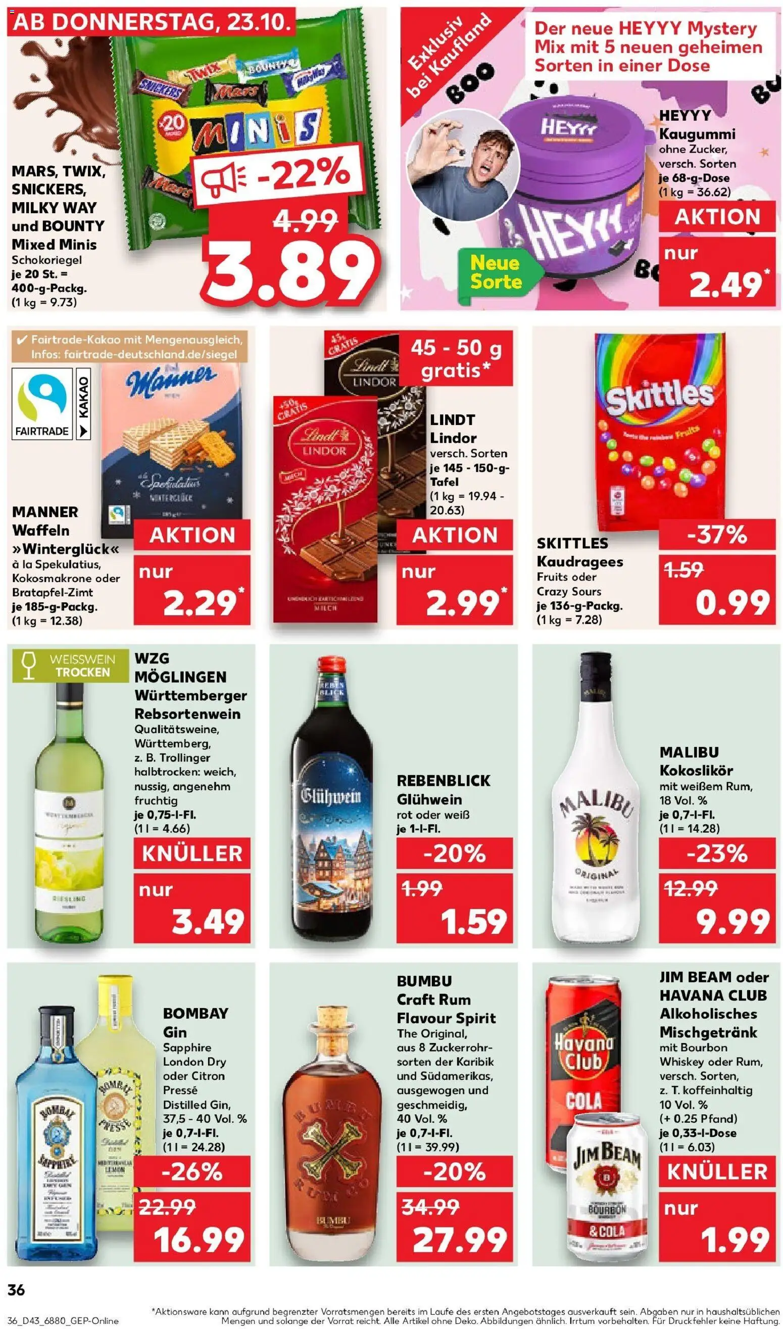 Kaufland prospekt Dillingen	 – gültig ab 27.10.2025 | Seite: 36 | Produkte: Havana club, Rum, Snickers, Whiskey