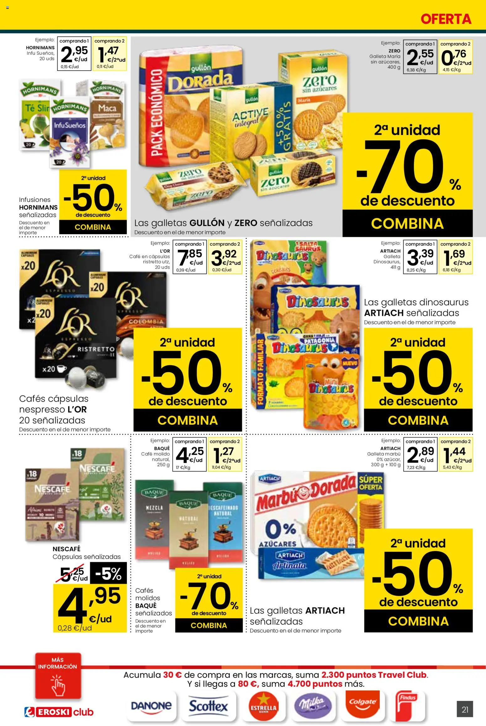 Eroski - Quieres ahorrar conmigo Center │ válido desde el 26.03.2026 | Página: 21 | Productos: Café molido, Té, Galletas, Café en cápsulas