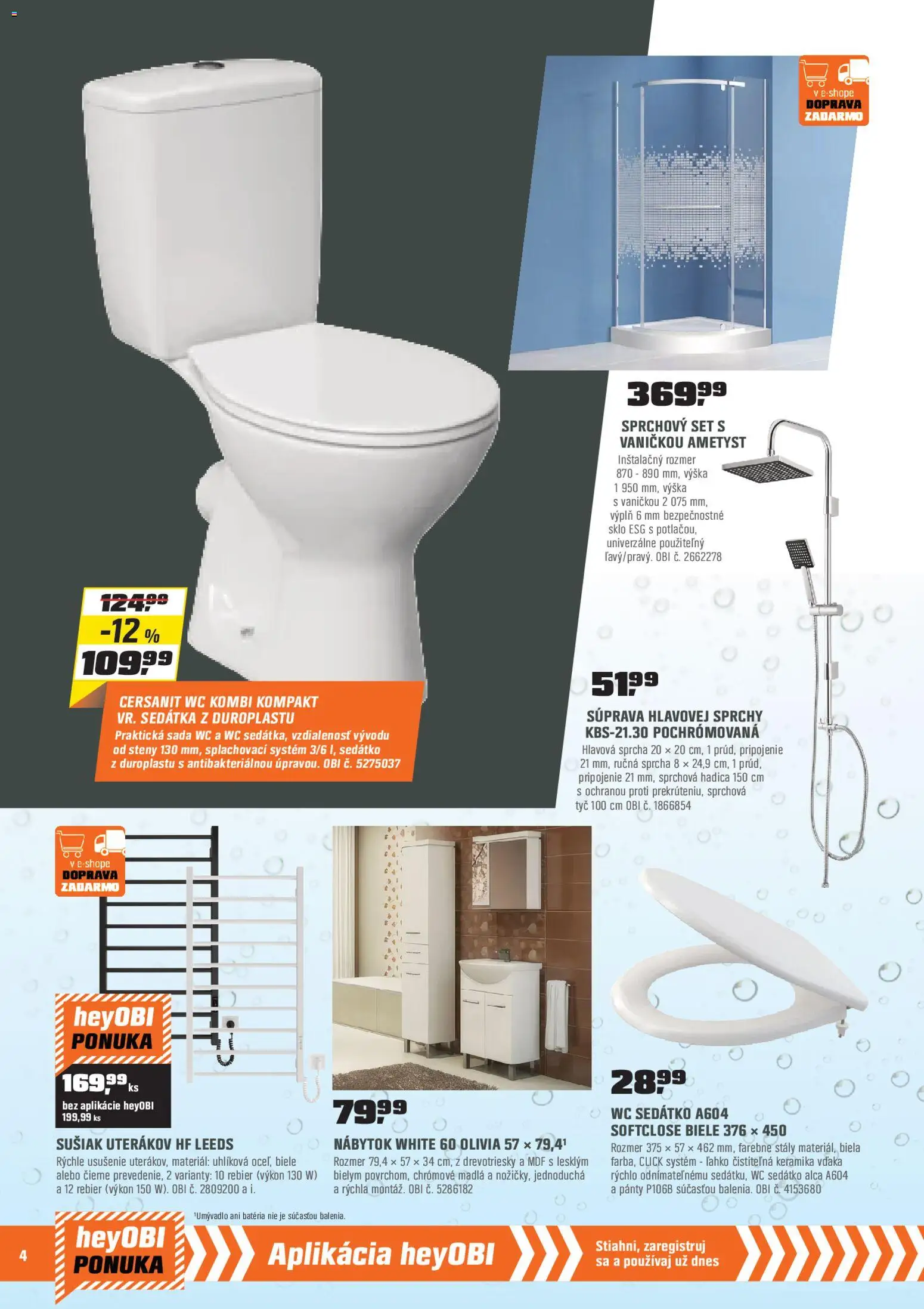 Nové OBI akcie – leták je platný od 02.01.2026 | Strana: 4 | Produkty: Nábytok, Wc, Batéria, Sprcha