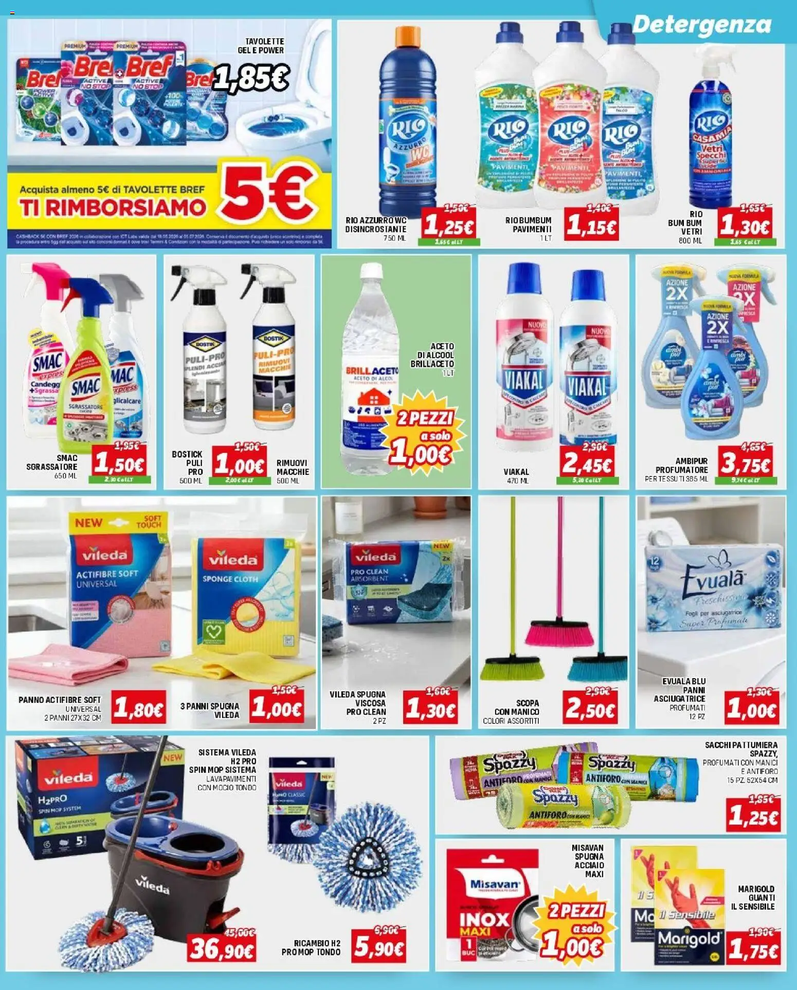 Volantino Orizzonte del 09.04.2026 | Pagina: 3 | Prodotti: Scopa, Aceto, Pattumiera, WC