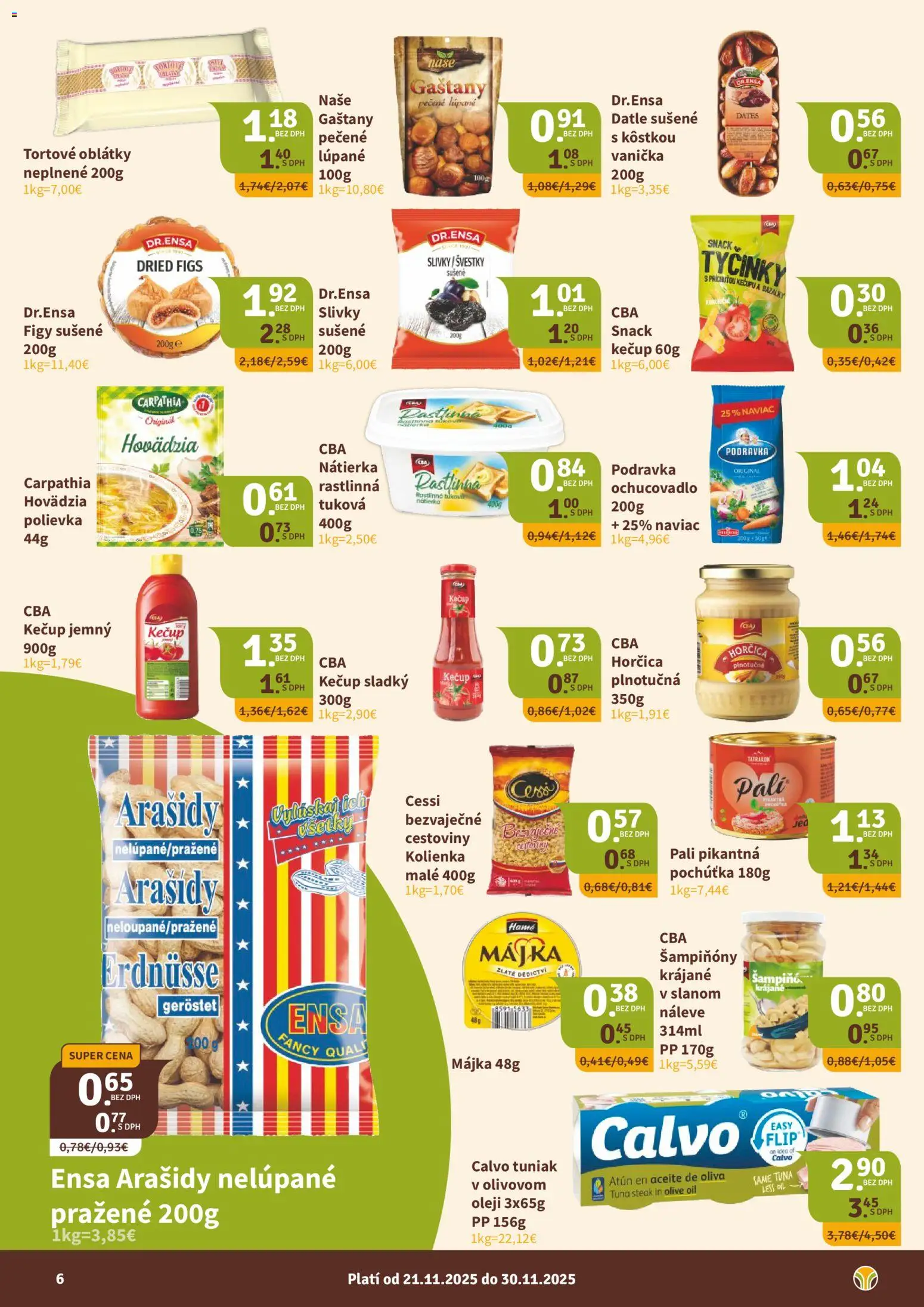 Nové Nitrazdroj akcie – leták je platný od 21.11.2025 | Strana: 6 | Produkty: Gaštany, Cestoviny, Kečup, Steak