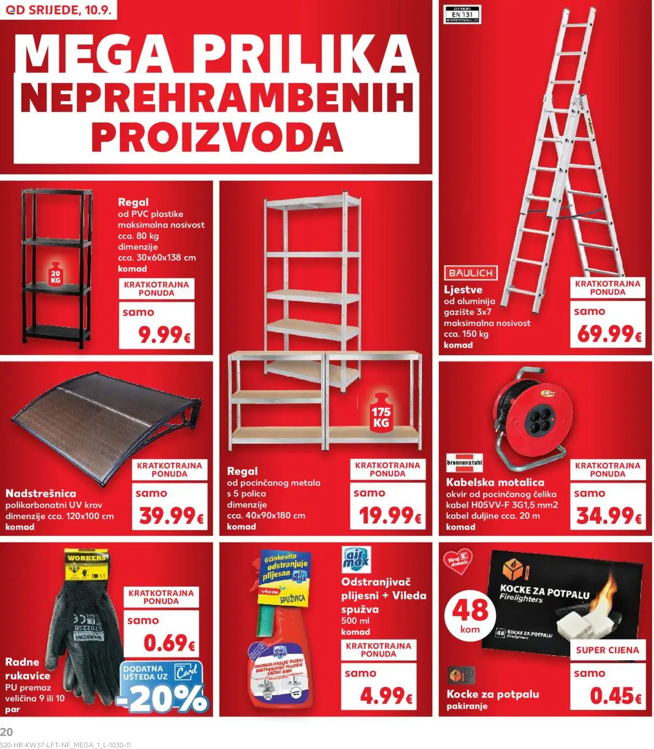 Kaufland katalog | vrijedi od 10.09.2025 | Stranica: 20 | Proizvodi: Kocke za potpalu, Ljestve, Kabel, Vileda