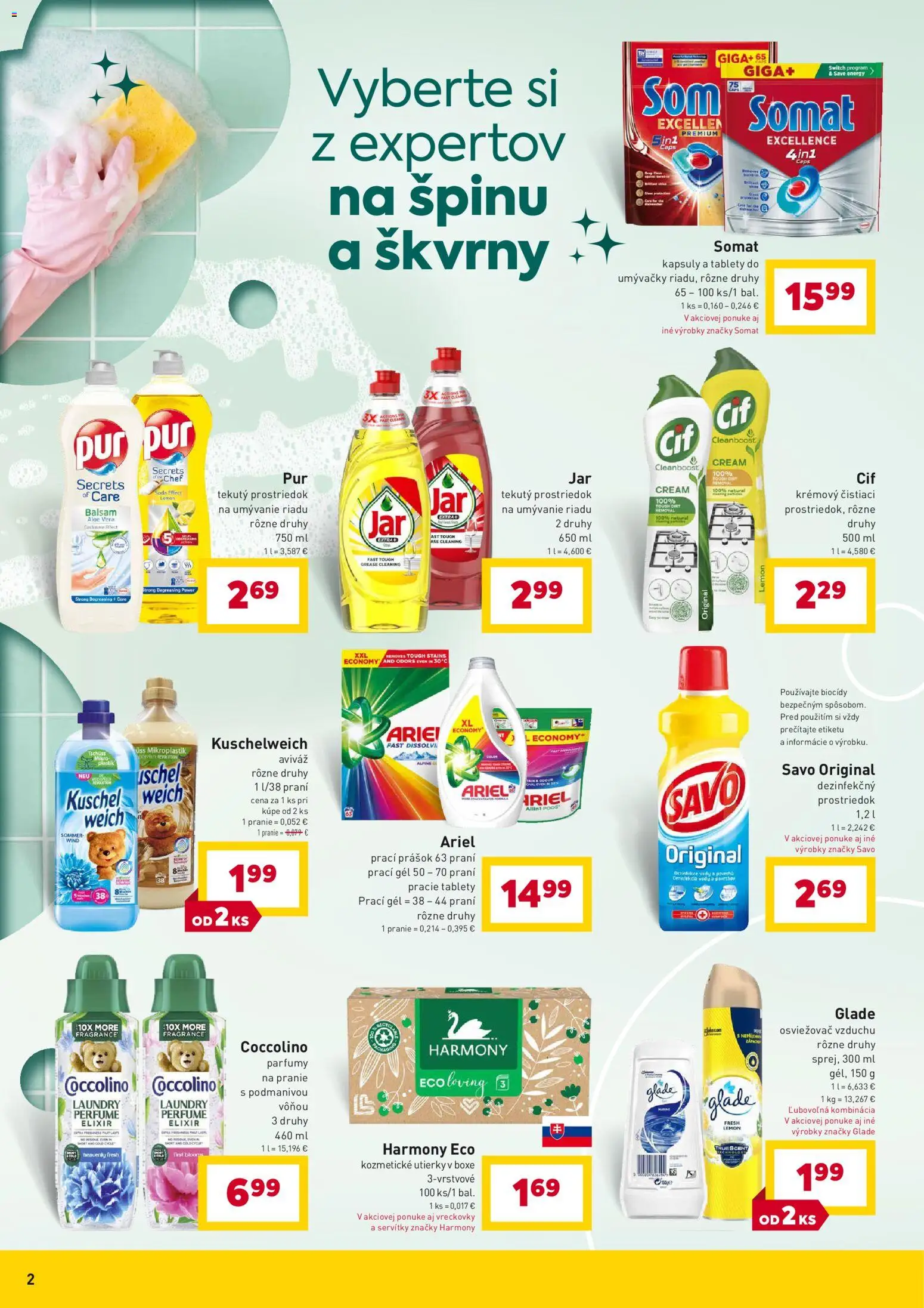 Nové Billa akcie – leták je platný od 07.04.2026 | Strana: 2 | Produkty: Osviežovač vzduchu, Prací prášok, Ariel