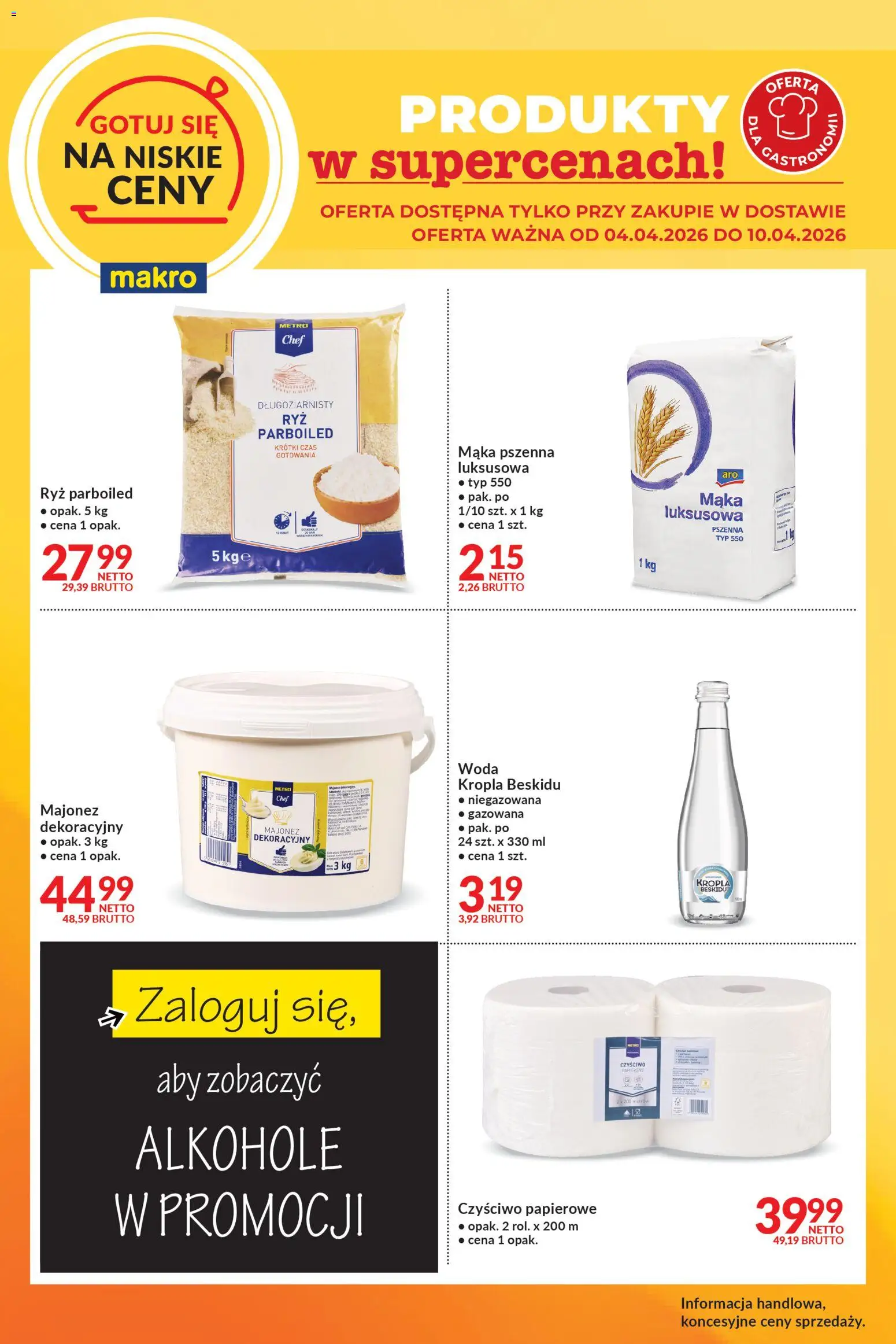 Makro gazetka - Gotuj się na niskie ceny w dostawie od 04.04.2026 | Strona: 1 | Produkty: Ryż, Woda, Majonez