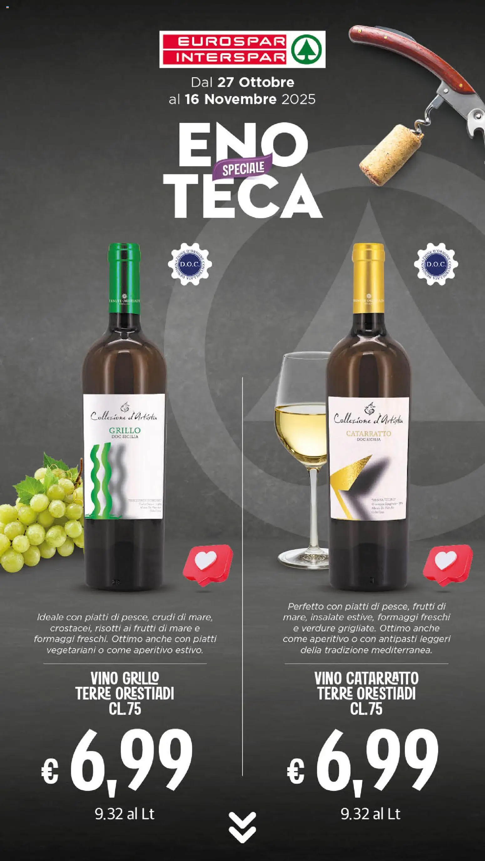 Volantino Eurospar del 27.10.2025 | Pagina: 18 | Prodotti: Verdure, Frutti di mare, Vino, Aperitivo