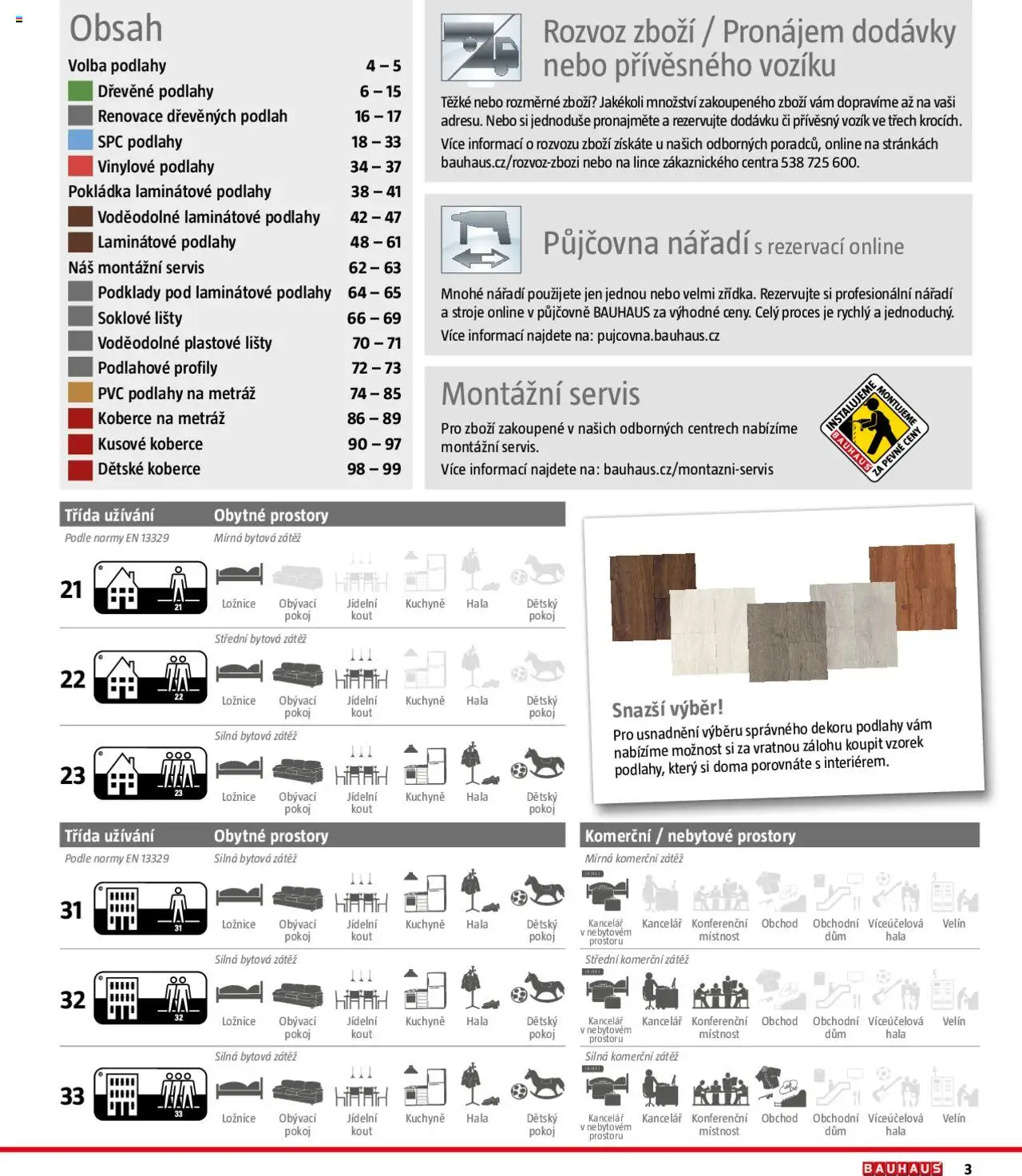 Bauhaus katalog Podlahové krytiny od 01.08.2025 | Strana: 3 | Produkty: Vinylové podlahy, Přívěsný vozík, Koberce, Kuchyně