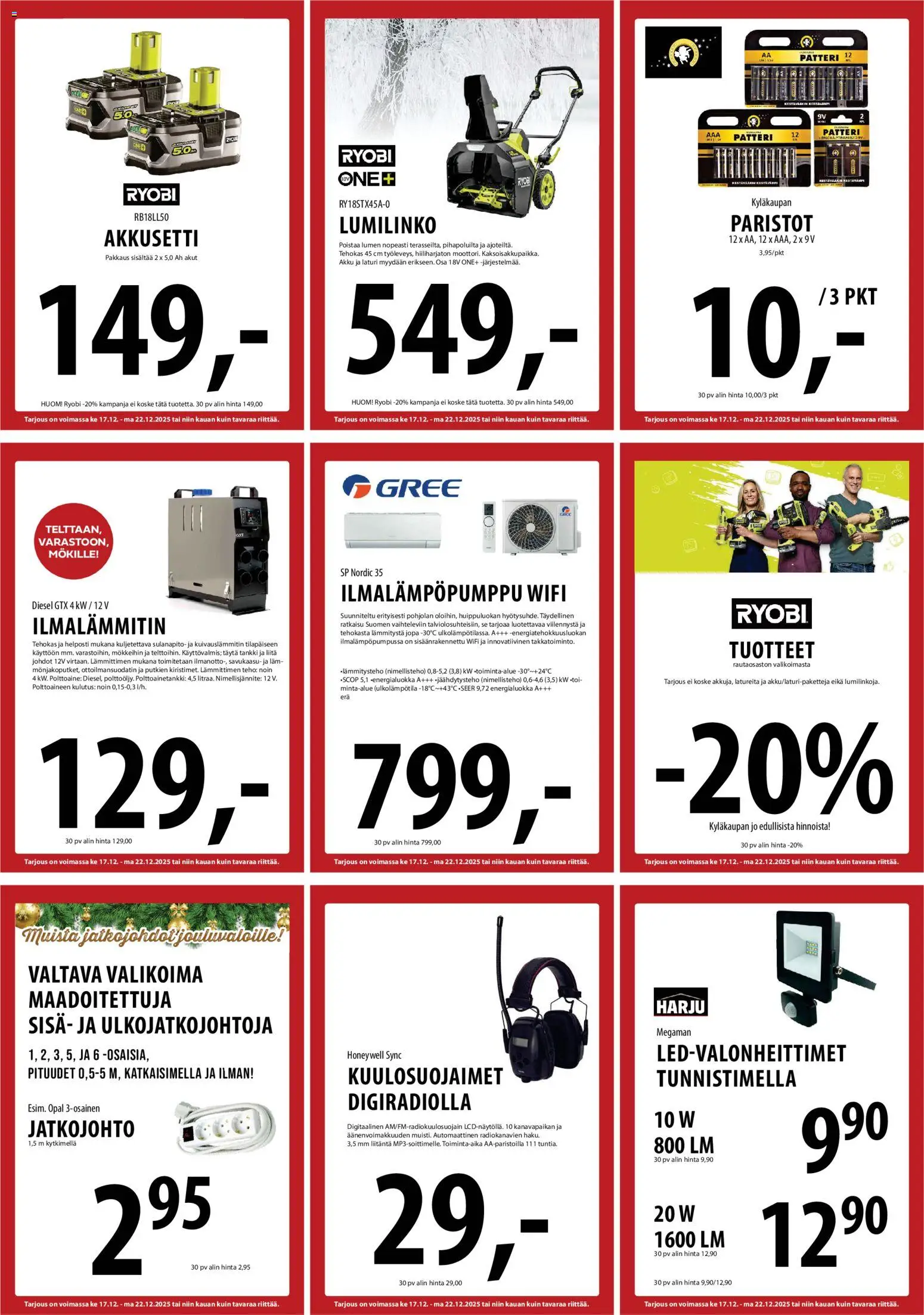 Tuuri tarjoukset – voimassa 17.12.2025 alkaen | Sivu: 32 | Tuotteet: Lumilinko, Patteri, Paristot, Laturi