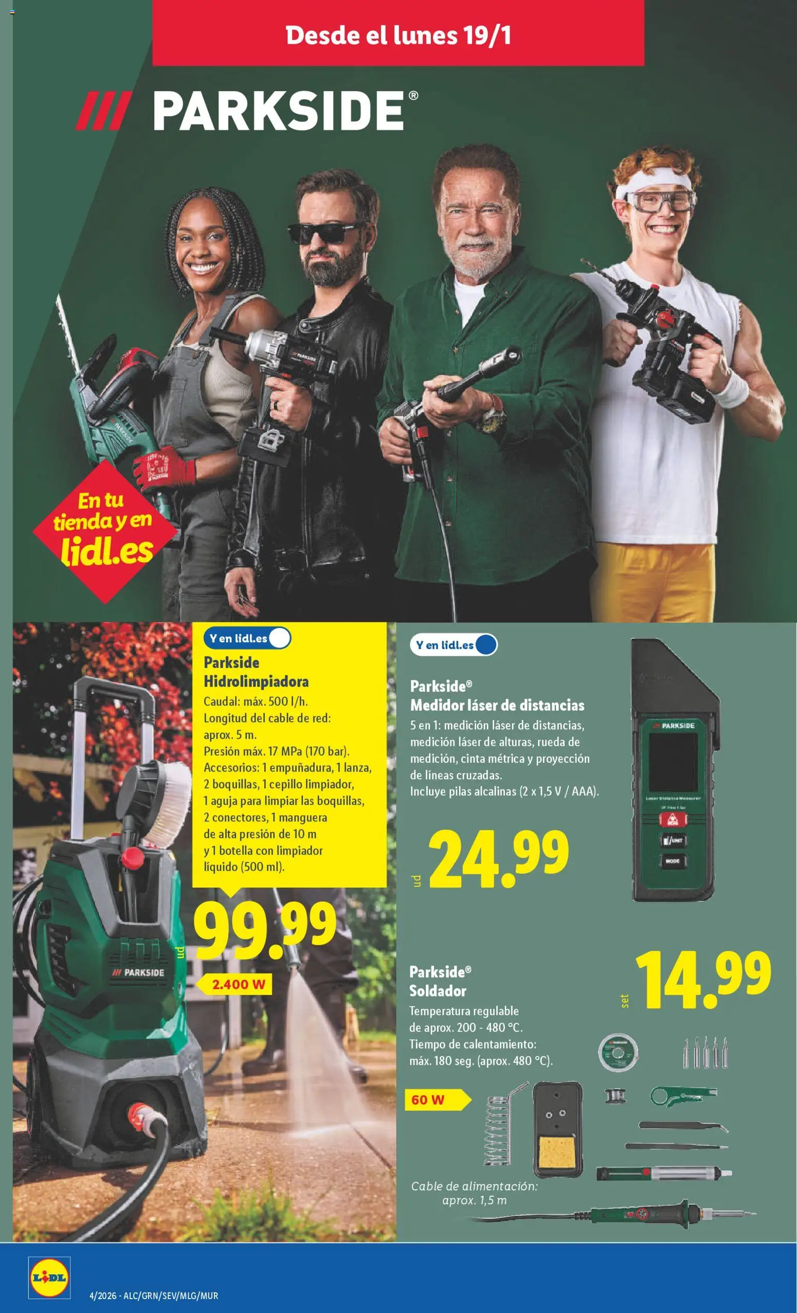 Lidl folleto de bazar │ válido desde el 19.01.2026 | Página: 8 | Productos: Cepillo, Hidrolimpiadora, Manguera, Cable