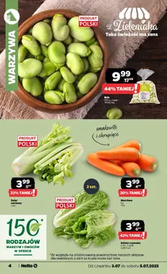 Netto gazetka - Spożywcza od 03.07.2025 | Strona: 4 | Produkty: Seler naciowy, Bób, Warzywa