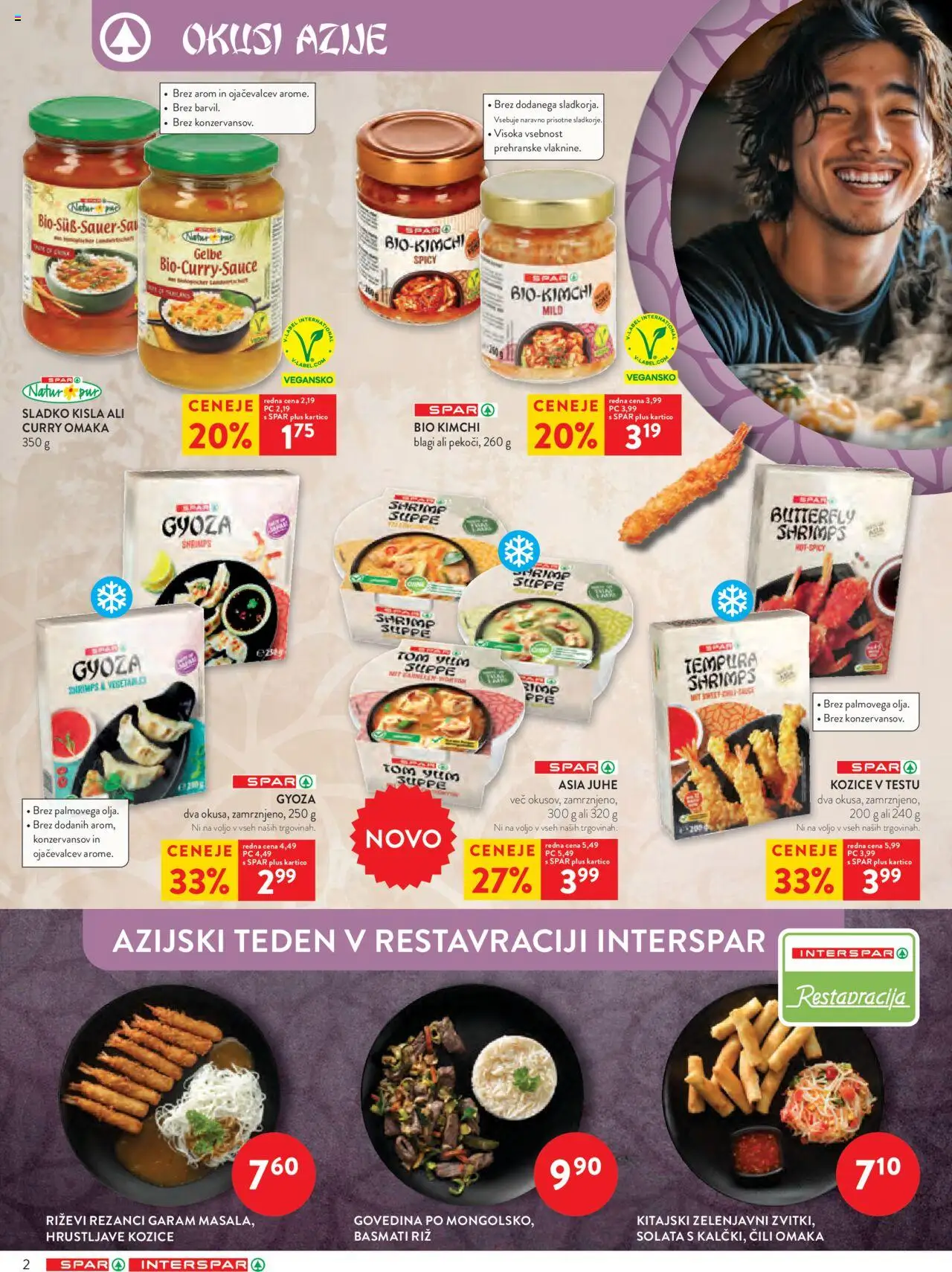 Novi Spar katalog ponudbe – veljaven od 01.10.2025 | Stran: 2 | Izdelki: Rezanci, Kozice, Čili omaka, Solata