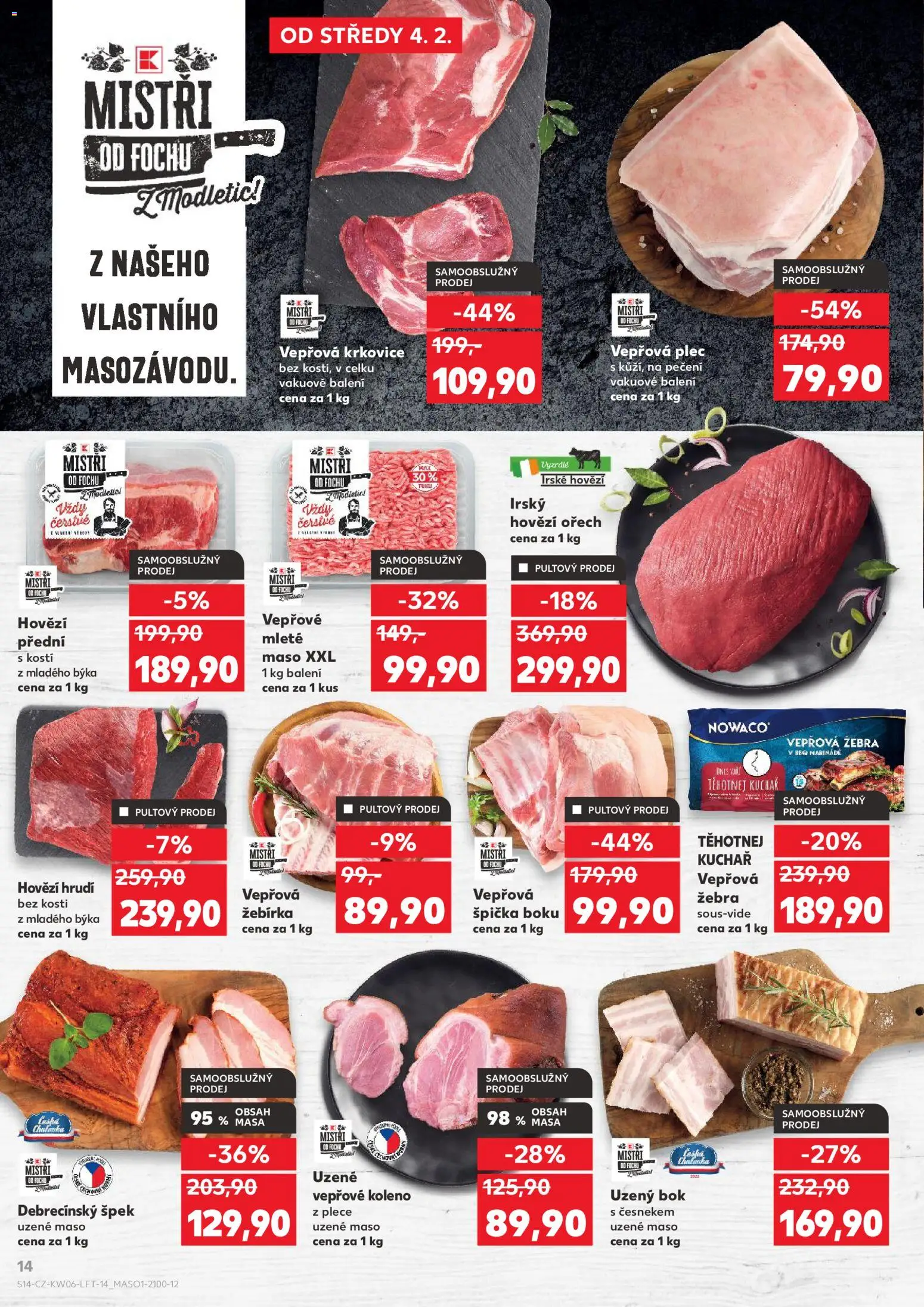 Kaufland leták - Liberec od 04.02.2026 | Strana: 14 | Produkty: Vepřové koleno, Uzené vepřové koleno, Vepřová žebra, Vepřová krkovice