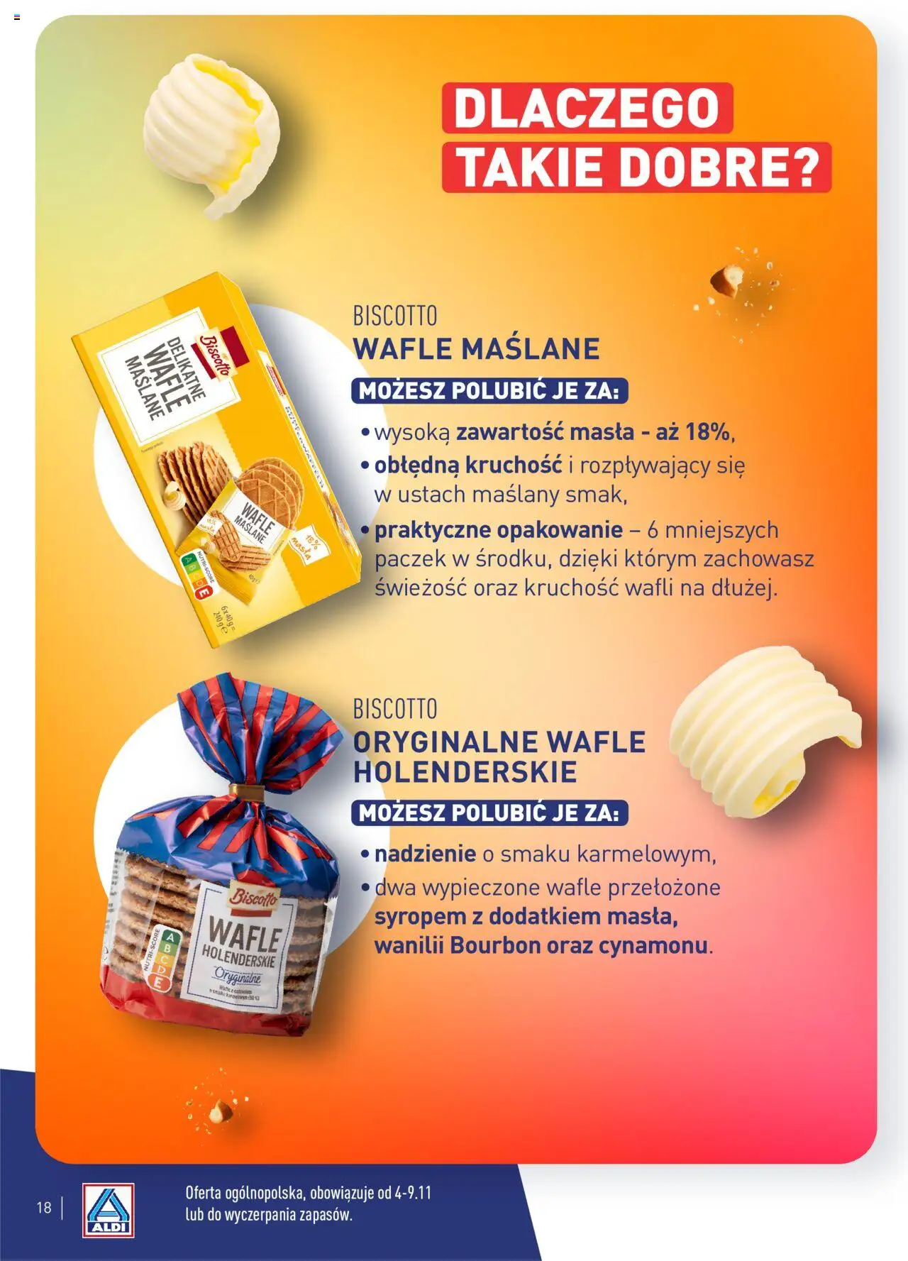Aldi Gazetka - Wielki test od 04.11.2024 | Strona: 18 | Produkty: Wafle, Bourbon