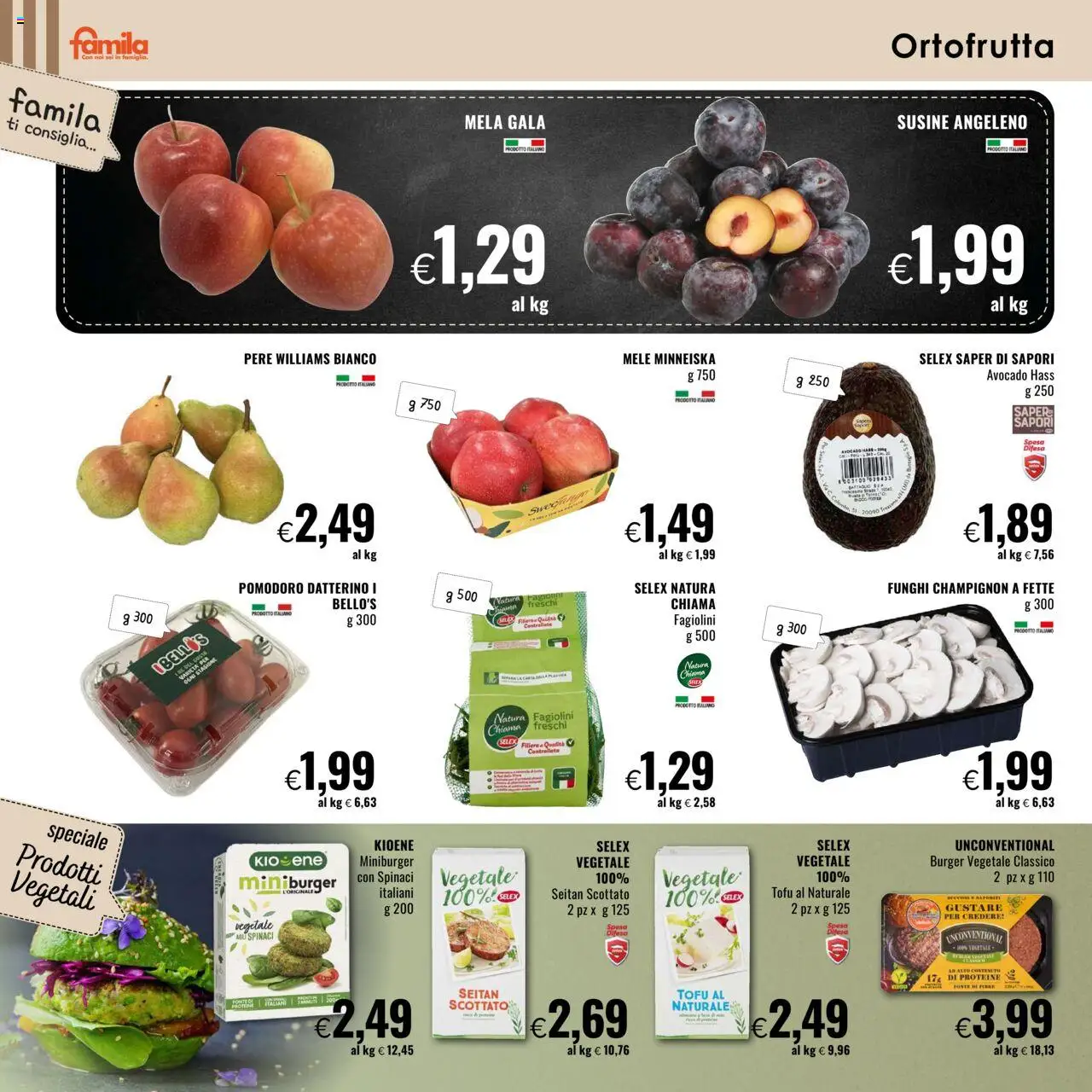 Volantino Famila del 18.09.2025 | Pagina: 2 | Prodotti: Mele, Avocado, Pomodoro, Funghi