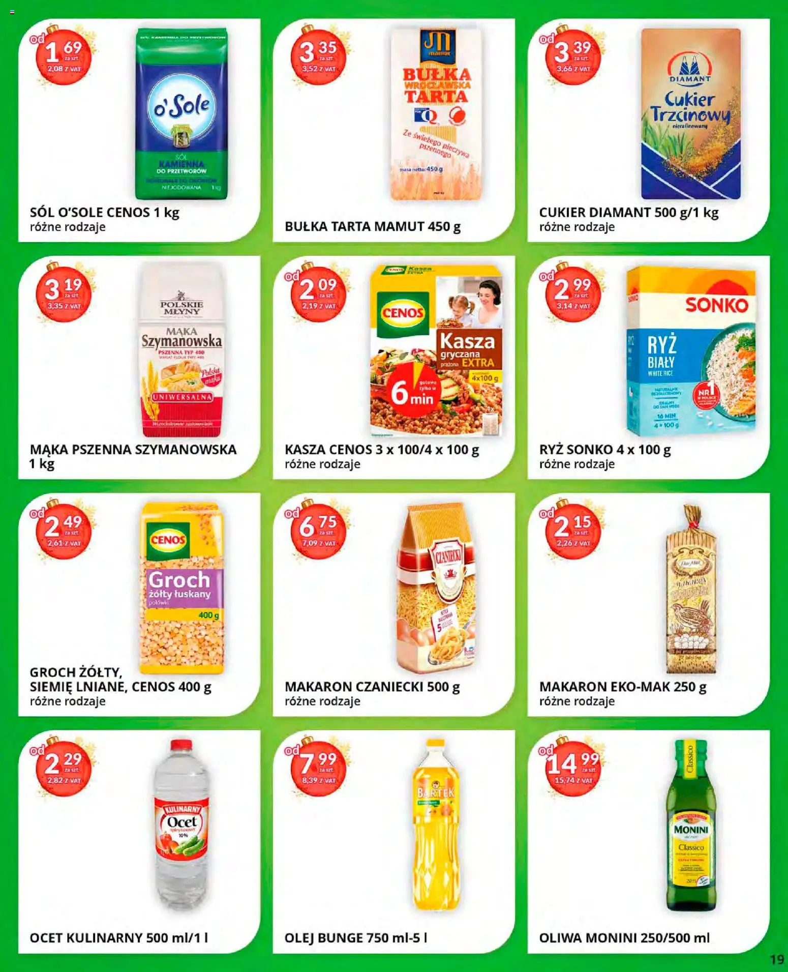 Eurocash Gazetka od 15.12.2025 | Strona: 19 | Produkty: Ocet, Bułka tarta, Bułka, Cukier