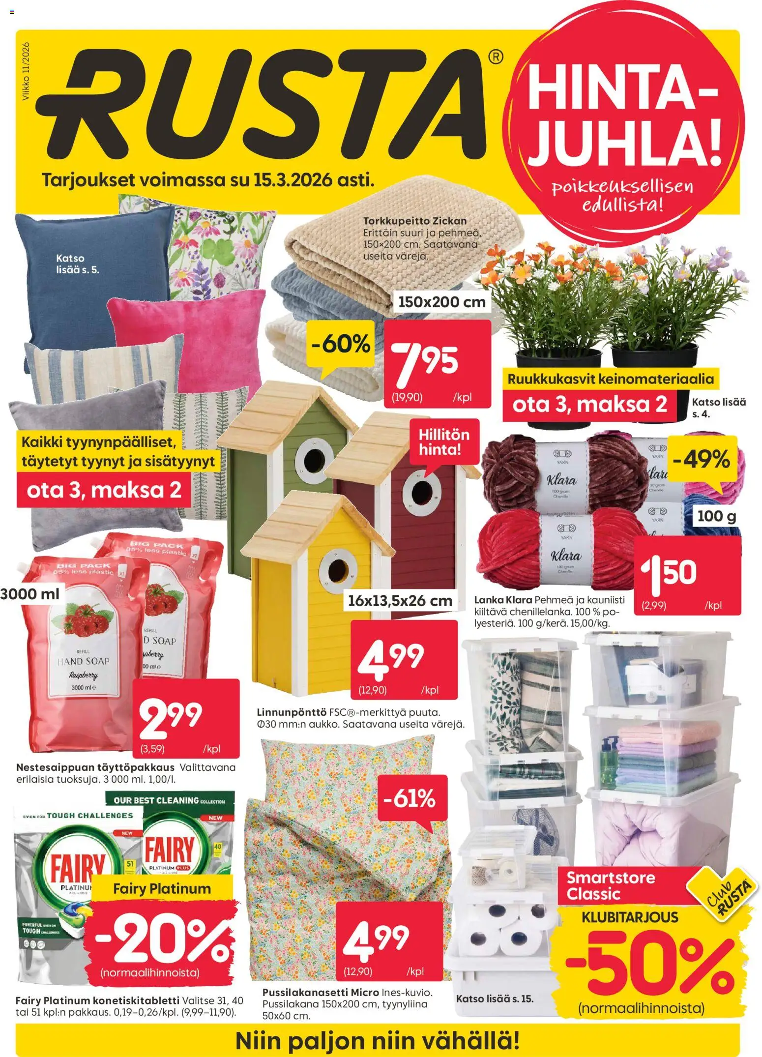 Rusta tarjoukset – voimassa 09.03.2026 alkaen | Sivu: 1 | Tuotteet: Pussilakanasetti, Tyynyt, Tyynyliina
