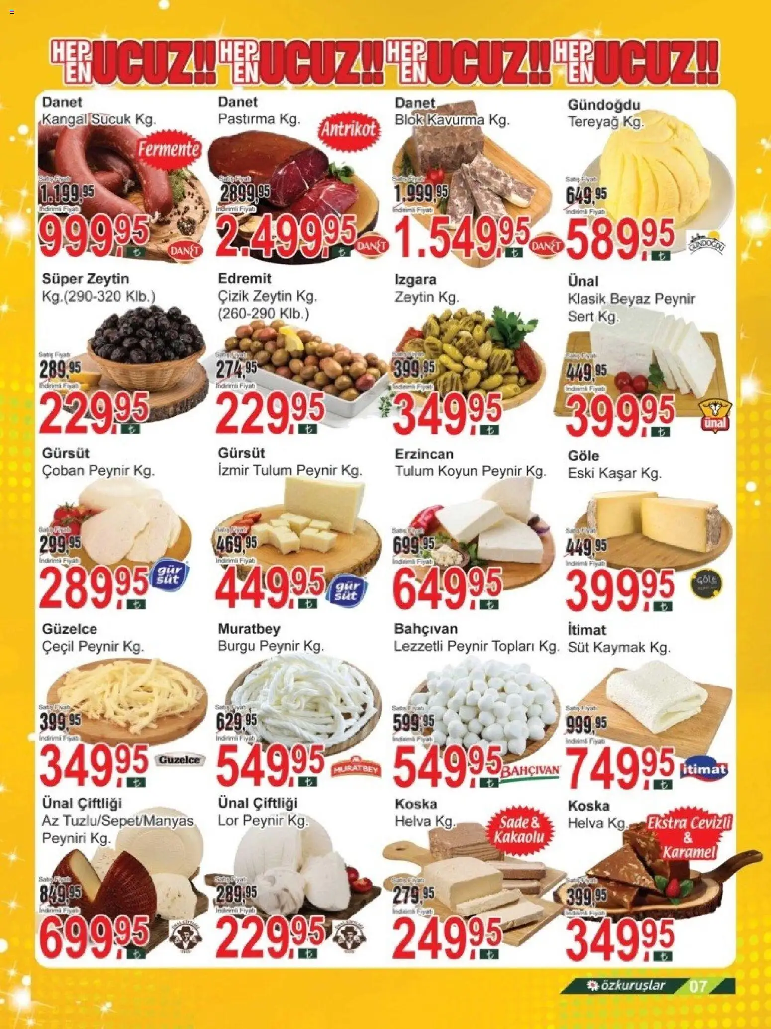 Özkuruşlar Katalog - 17.03.2026 tarihinden itibaren geçerlidir | Sayfa: 7 | Ürünler: Süt, Peynir, Zeytin, Sucuk