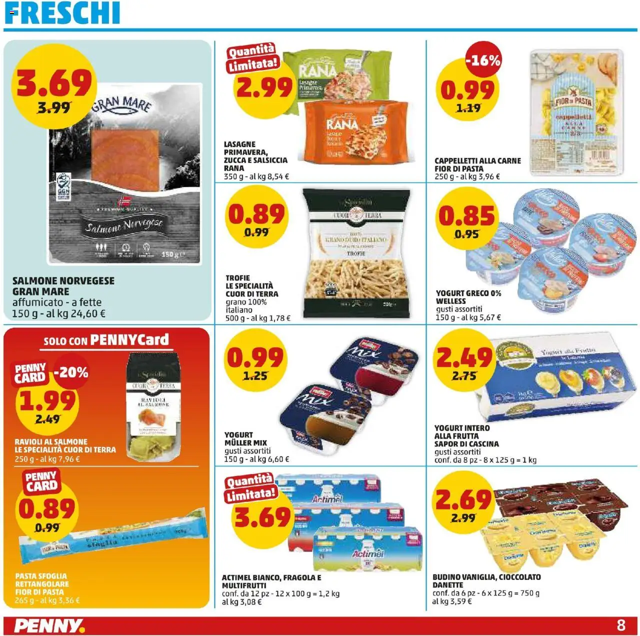 Volantino PENNY del 25.09.2025 | Pagina: 8 | Prodotti: Salmone, Pasta sfoglia, Pasta, Ravioli