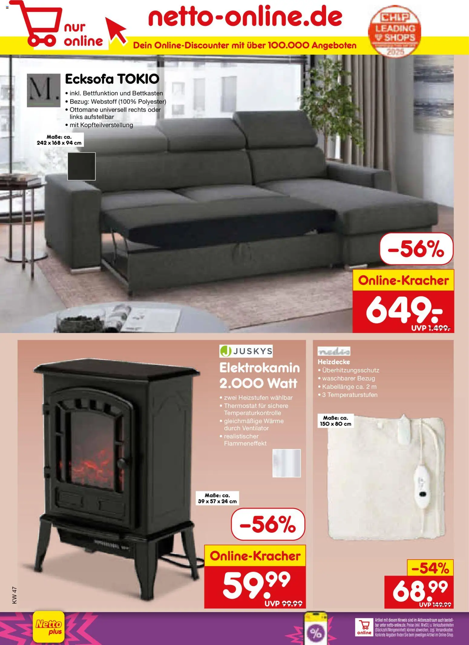 Netto Marken-Discount - Black Friday – gültig ab 17.11.2025 | Seite: 54 | Produkte: Ecksofa, Ventilator