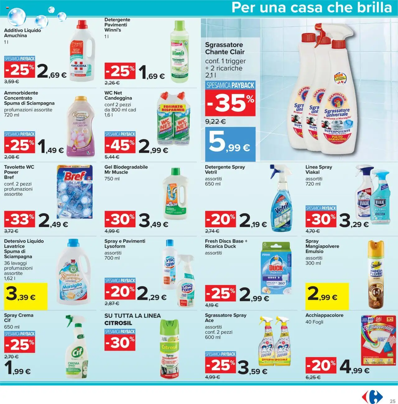 Volantino Carrefour del 23.10.2025 | Pagina: 25 | Prodotti: Crema, Ammorbidente, Sgrassatore, Doccia