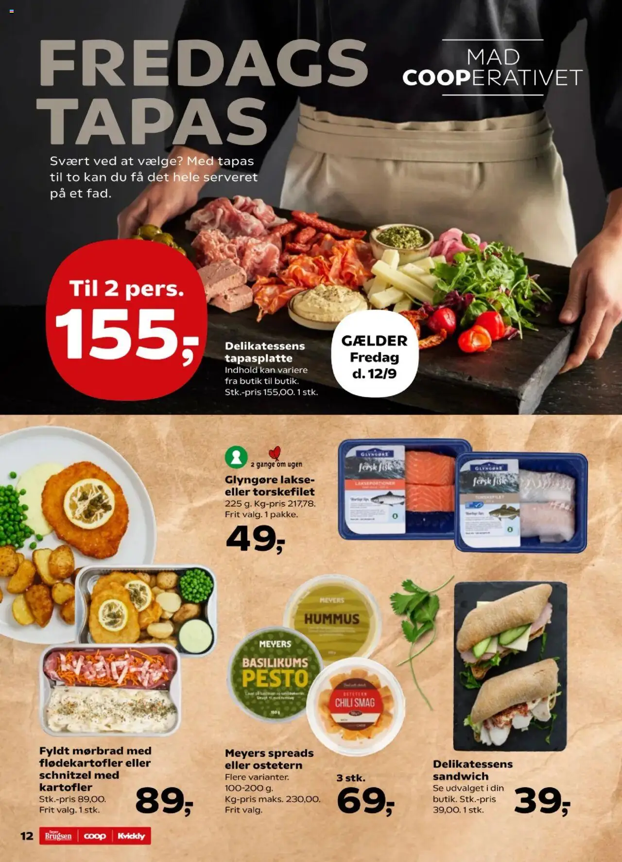 Super Brugsen tilbudsavis – gyldig fra 12.09.2025 | Side: 12 | Produkter: Kartofler, Pesto, Torskefilet