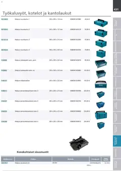 Makita-mainoslehti voimassa 24.03.2026 alkaen | Sivu: 431 | Tuotteet: Monitoimikone, Käsineet, Työkalupakki