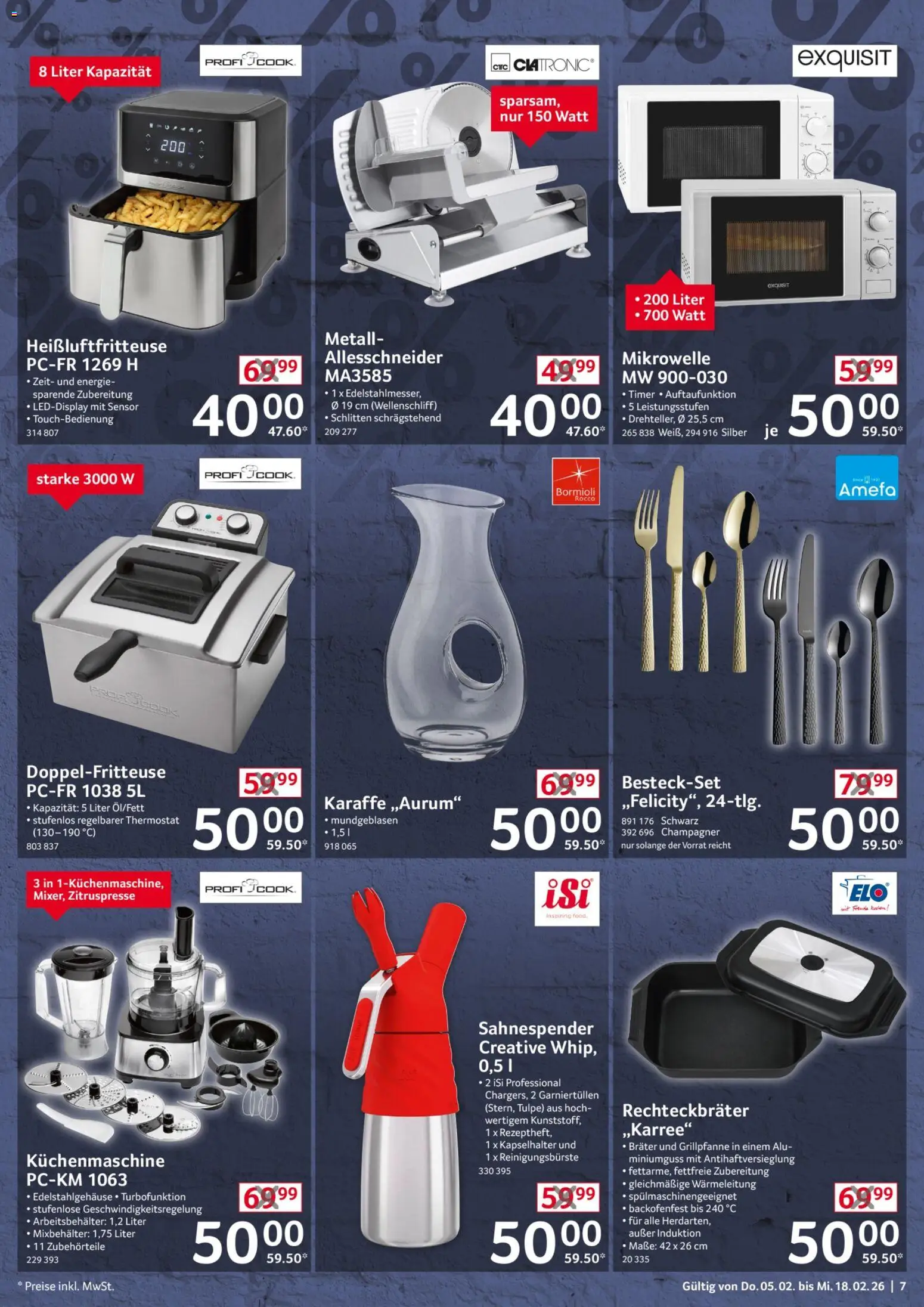 Selgros Haushaltsonderverkauf – gültig ab 05.02.2026 | Seite: 7 | Produkte: Mikrowelle, Heißluftfritteuse