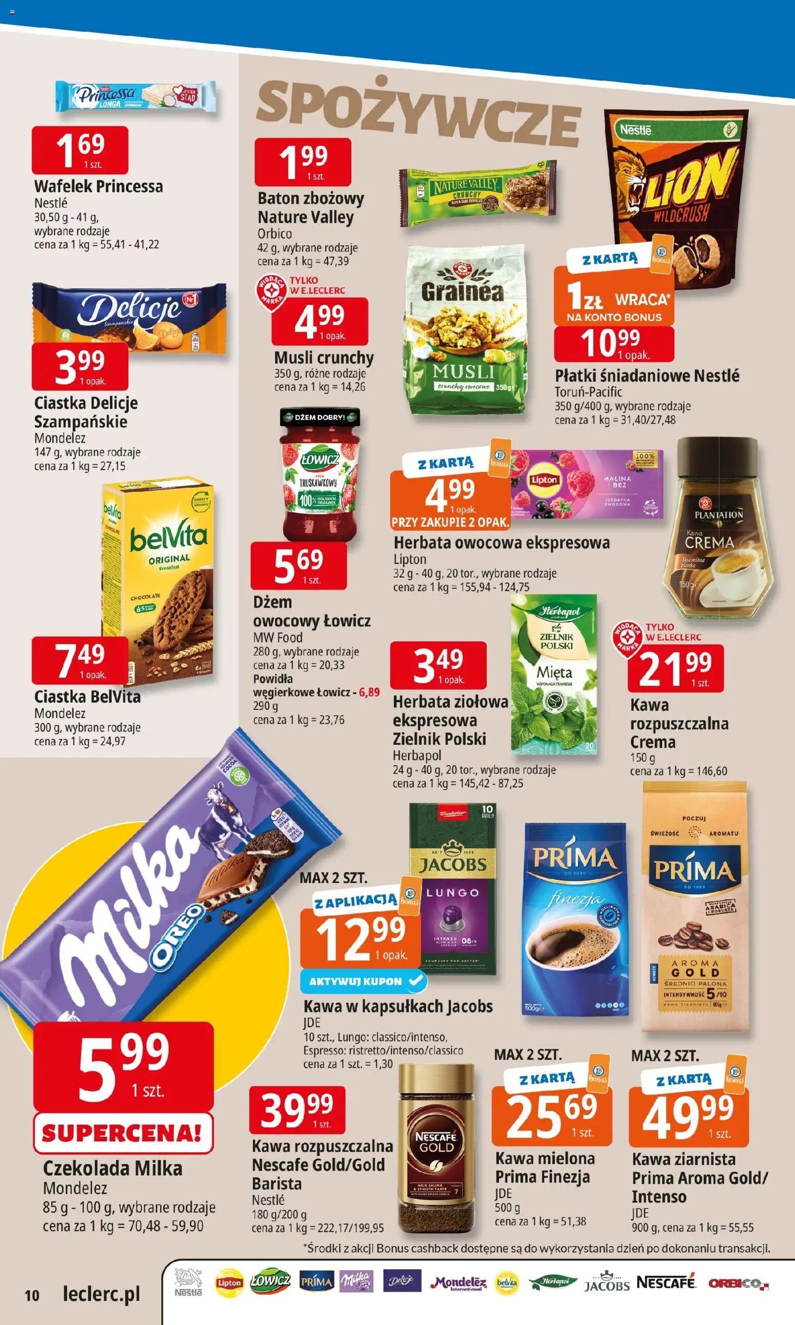 E.Leclerc Gazetka od 10.11.2025 | Strona: 10 | Produkty: Belvita, Milka, Mięta, Ciastka