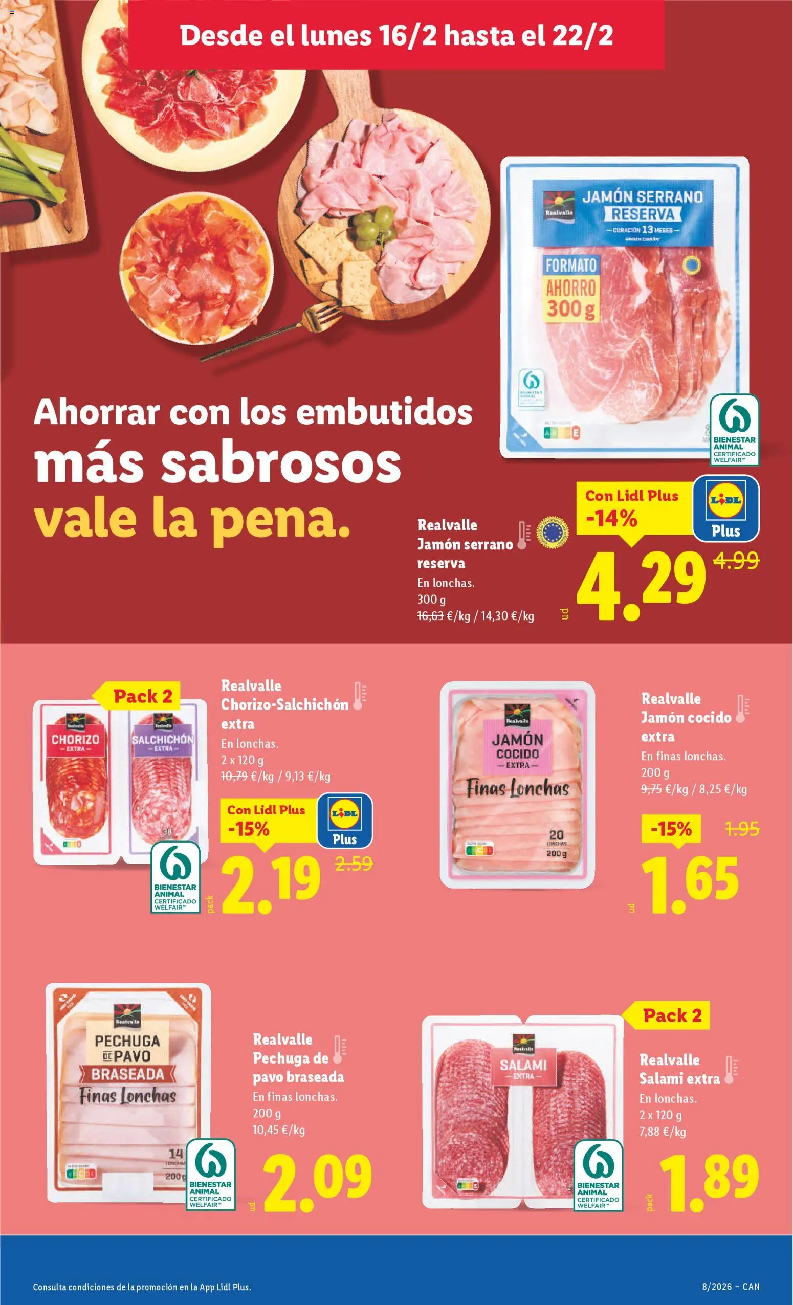 Lidl - Canarias  │ válido desde el 16.02.2026 | Página: 19 | Productos: Jamón, Jamón cocido, Νυχτικό, Salami