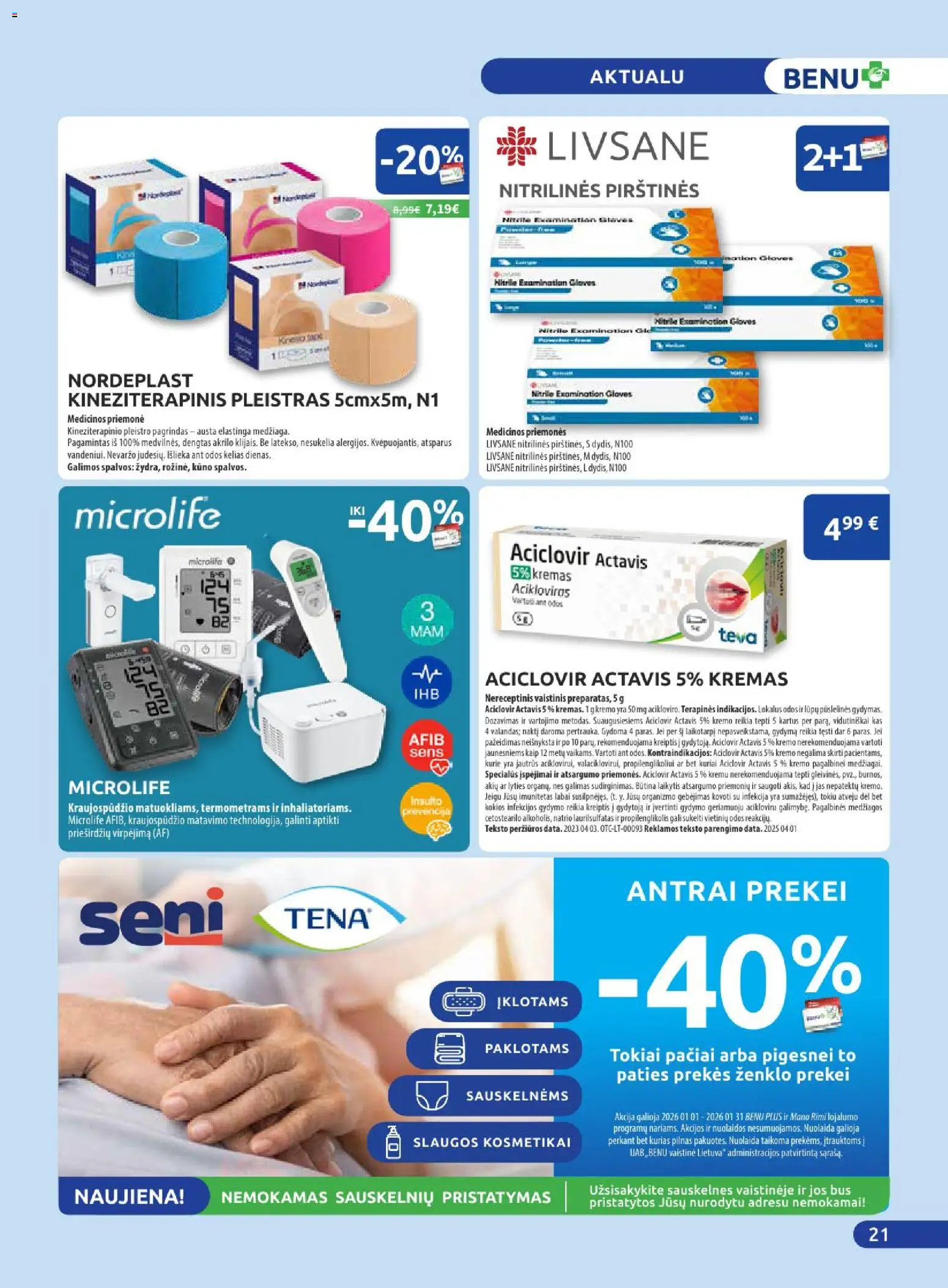 BENU akcijos nuo 01.01.2026 | Puslapis: 21 | Prekių: Kremas, Pirštines