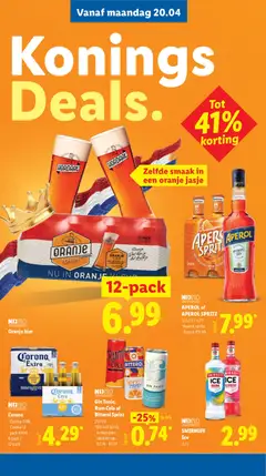 Gin Tonic, Rum Cola of Bitterol Sprizz, 250 ml *Bitterol Sprizz. Actieprijzen variëren van €0.74 - €0.97. - Voorbeeld van een folder van Lidl, geldig van 20.04.2026 | Pagina: 16 | Producten: Bier, Gin, Szívsonka