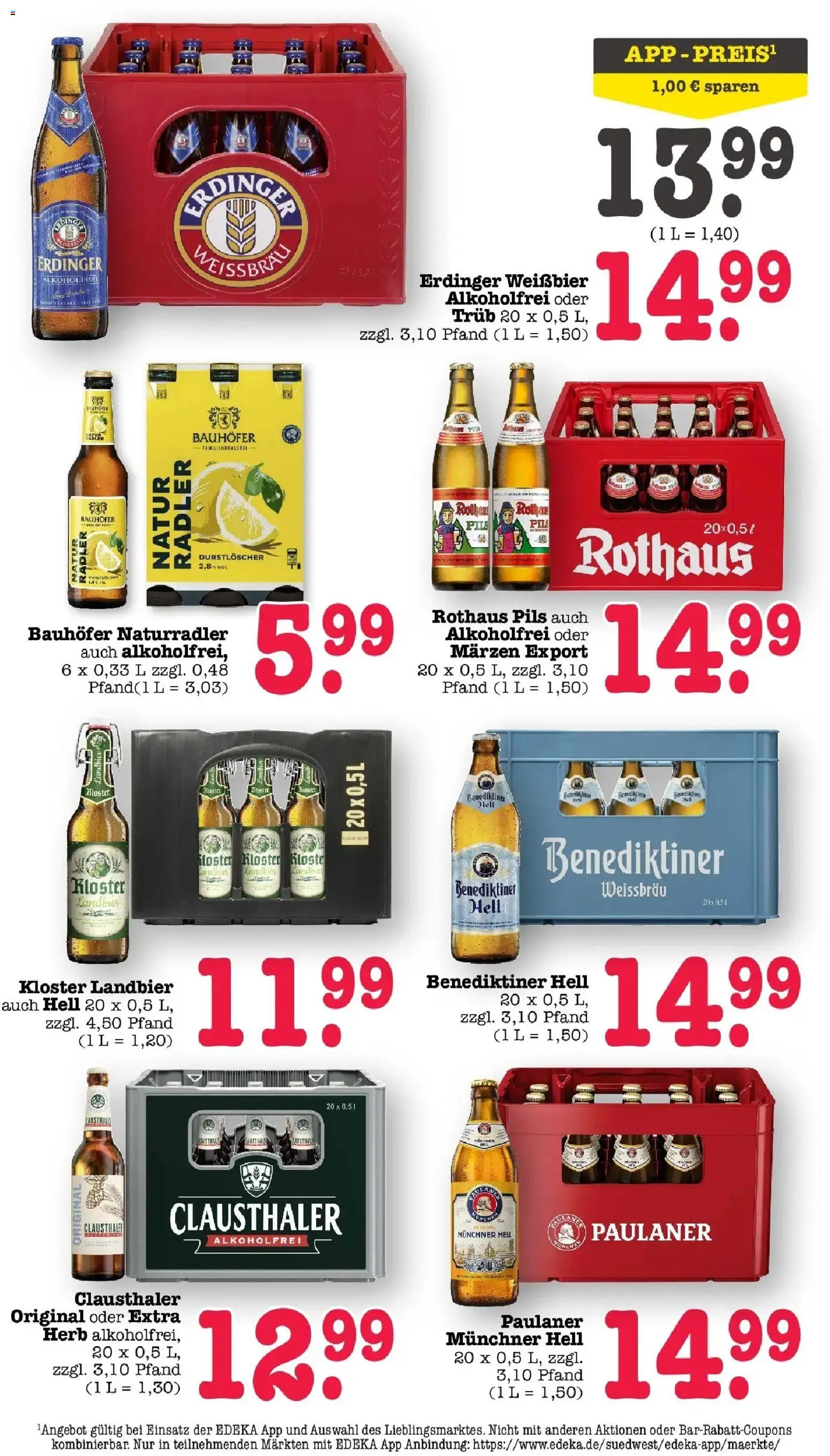 Edeka prospekt Bühlertal	 – gültig ab 05.04.2026 | Seite: 52 | Produkte: Durstloscher, Pils, Benediktiner hell, Paulaner