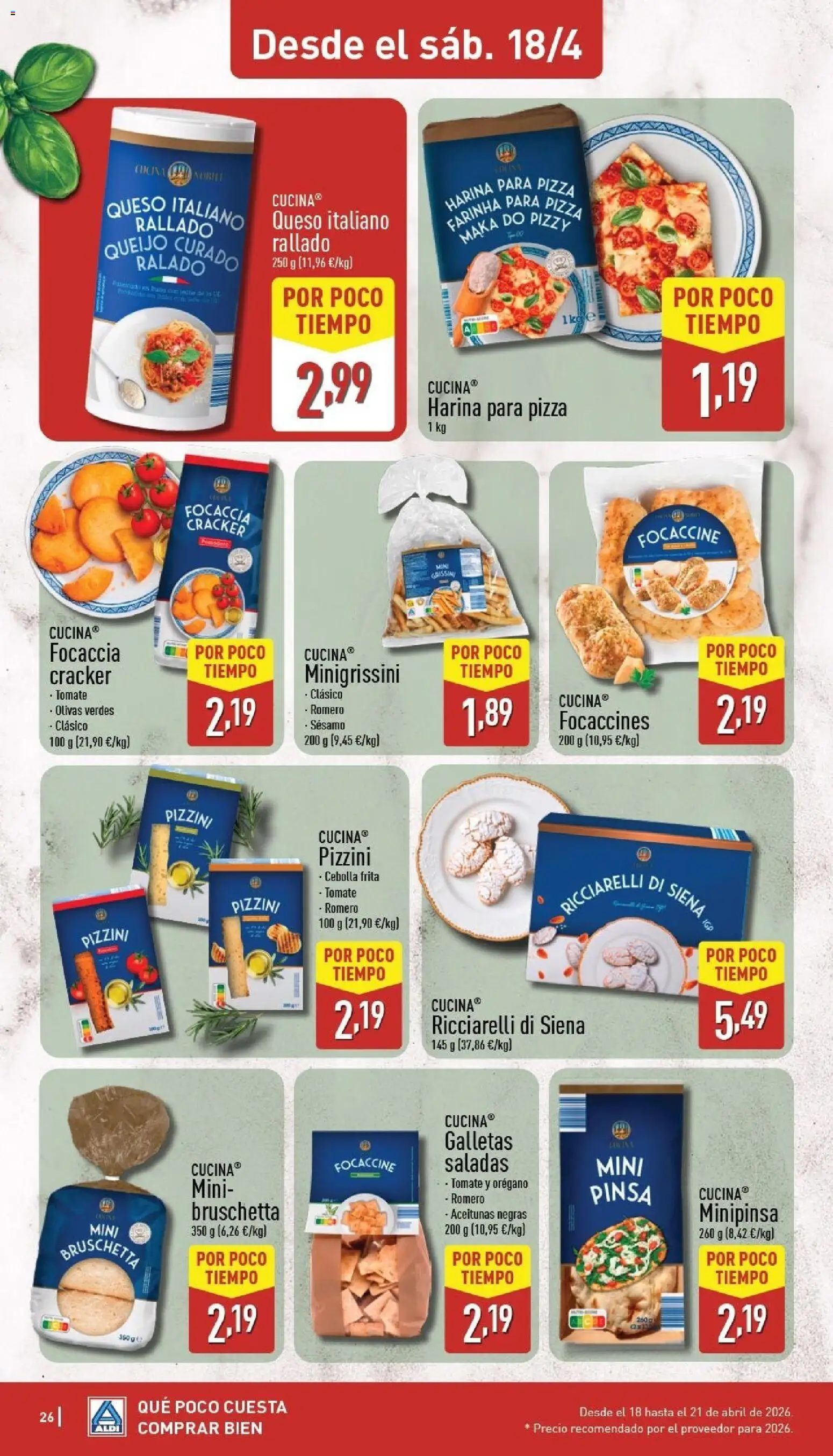 Aldi folleto Baleares │ válido desde el 13.04.2026 | Página: 26 | Productos: Harina para pizza, Pizza, Ρυζογκοφρέτα, Παγωμένο τσάι