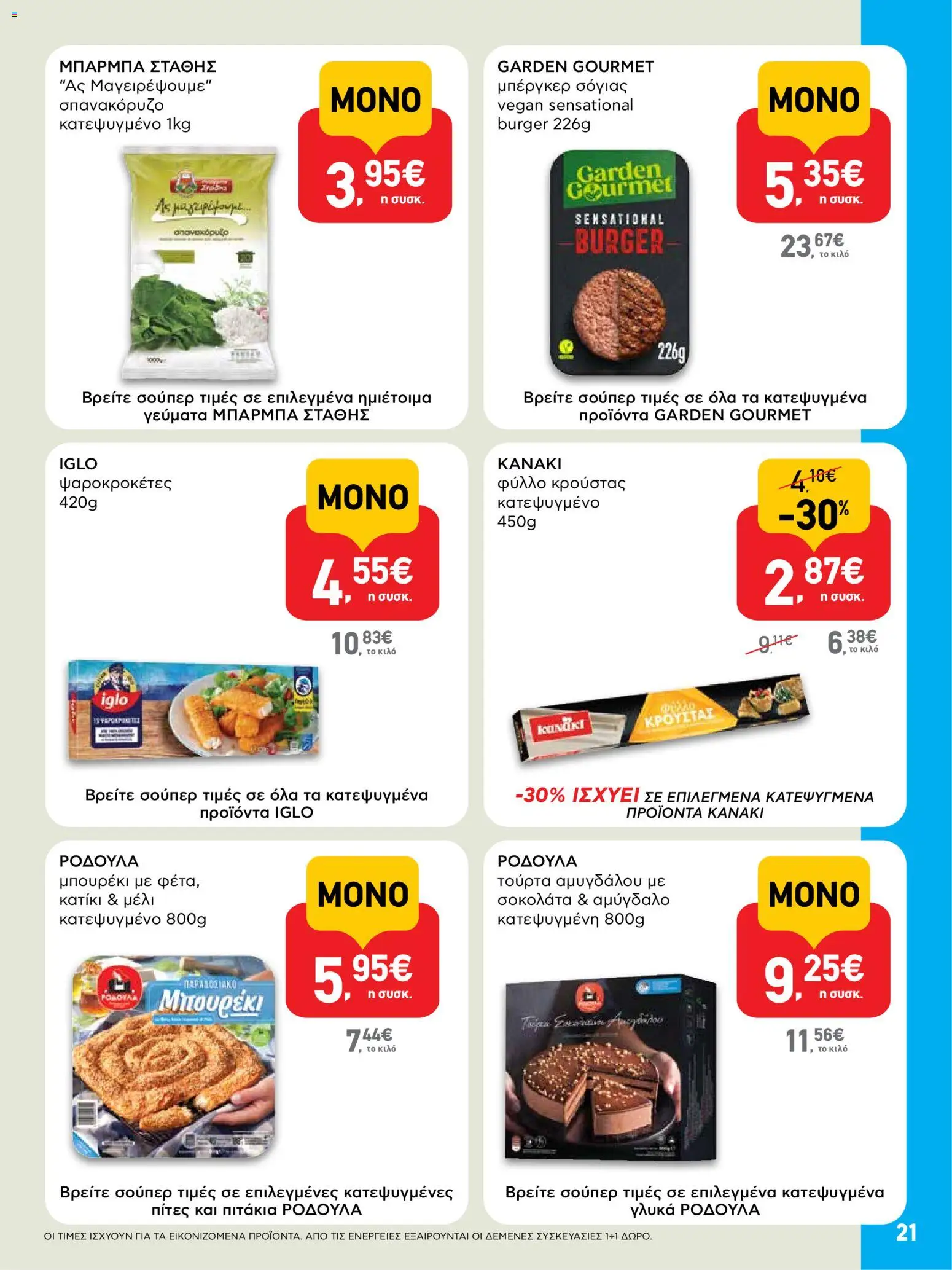  | Σελίδα: 21 | Προϊόντα: Μπέργκερ, Σοκολάτα, Σπανακόρυζο, Κατίκι