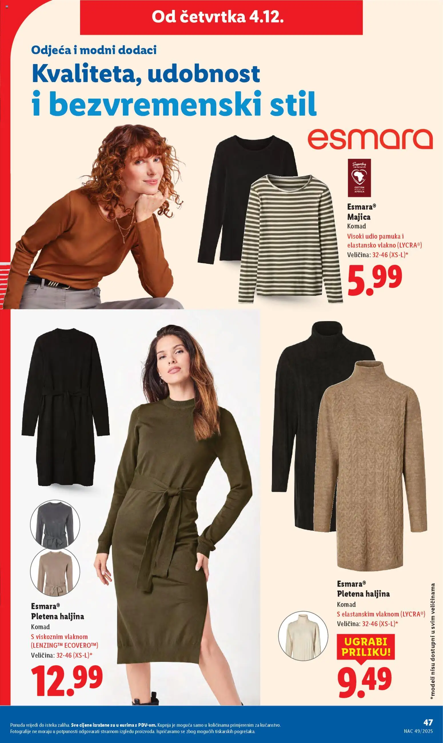 Lidl katalog | vrijedi od 01.12.2025 | Stranica: 47 | Proizvodi: Odjeća, Majica, Haljina