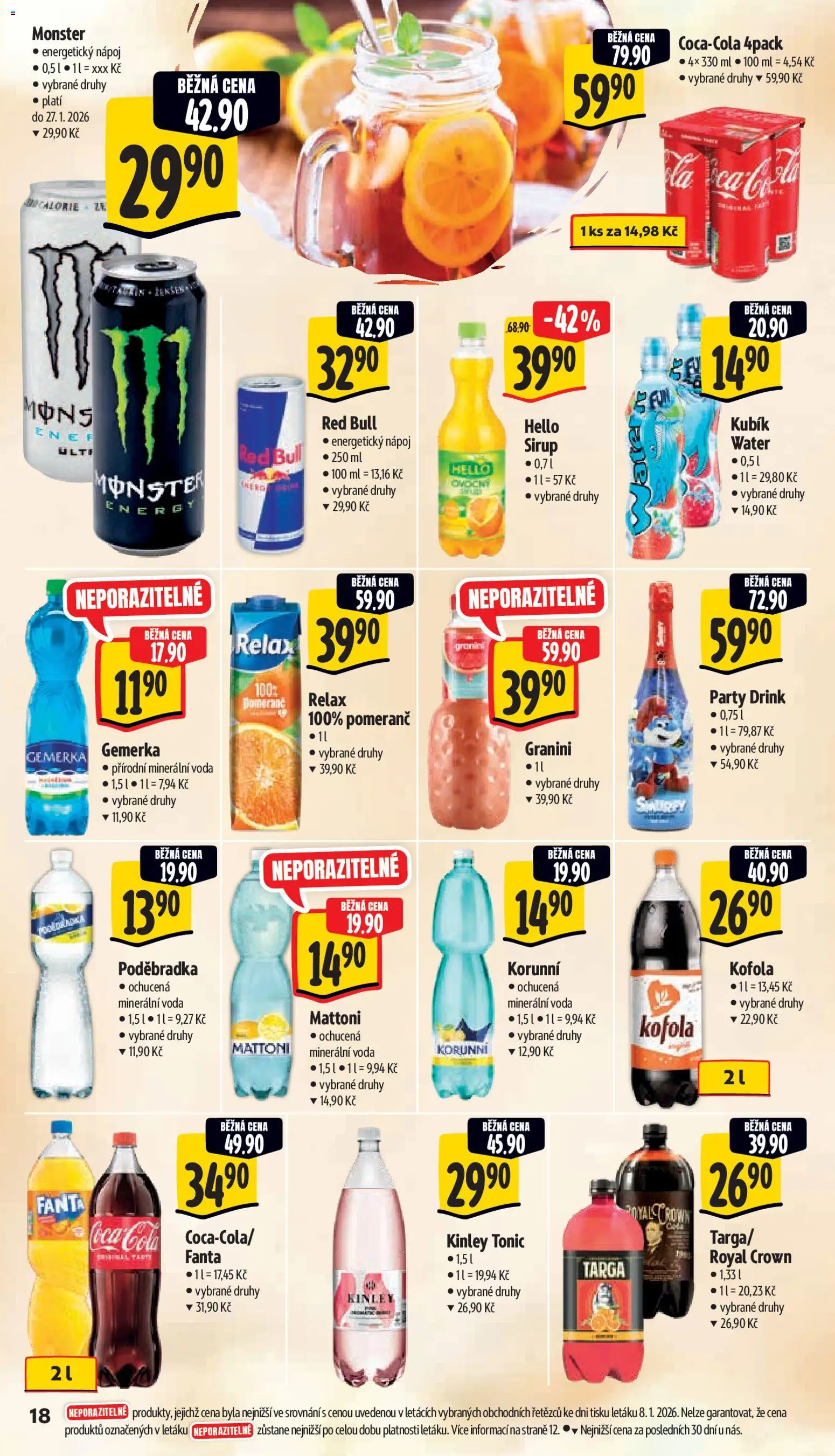 Albert leták - Supermarket od 14.01.2026 | Strana: 24 | Produkty: Monster, Energetický nápoj, Kofola, Minerální voda