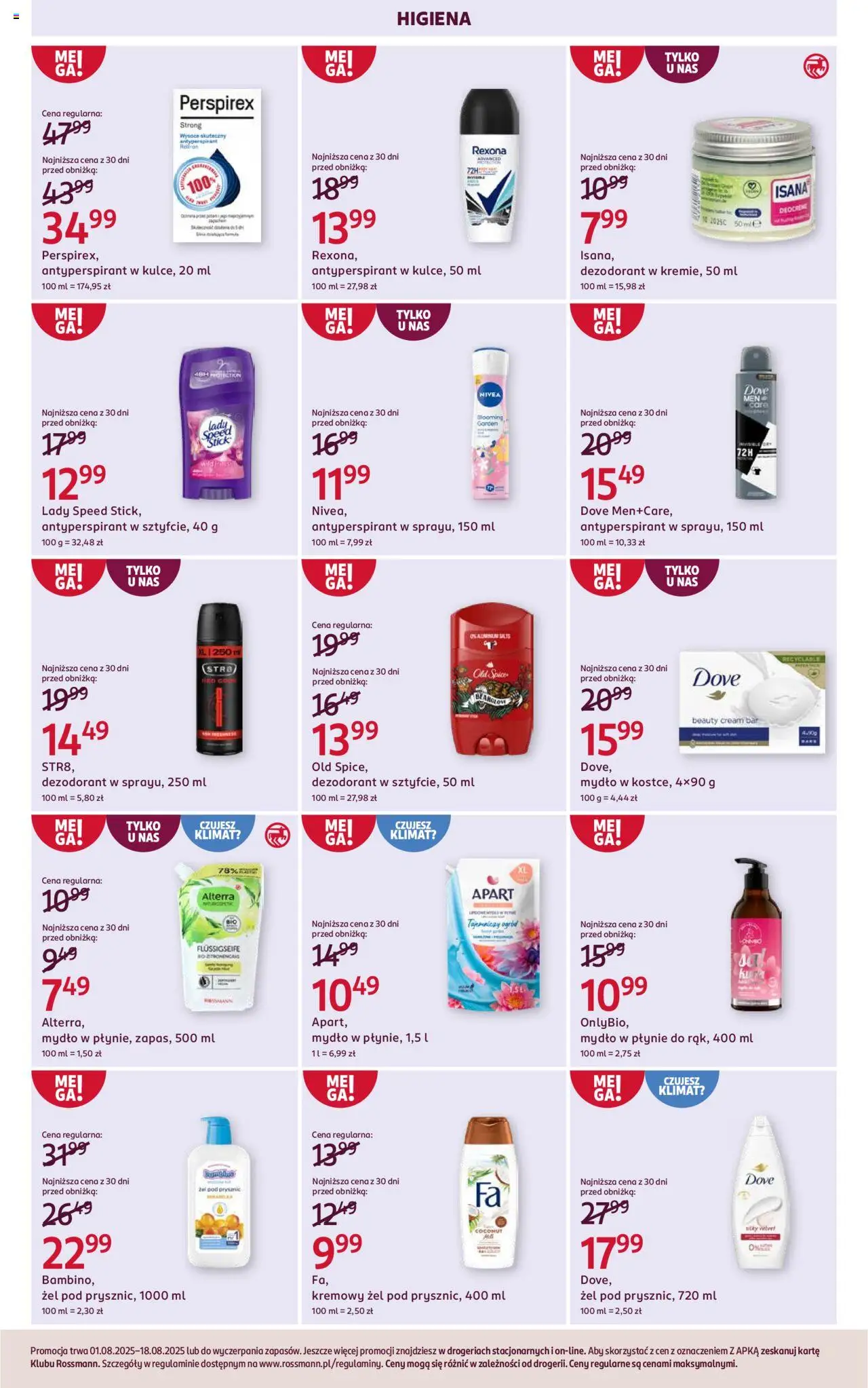 Rossmann Gazetka od 01.08.2025 | Strona: 4 | Produkty: Prysznic, Mydło, Dezodorant, Antyperspirant