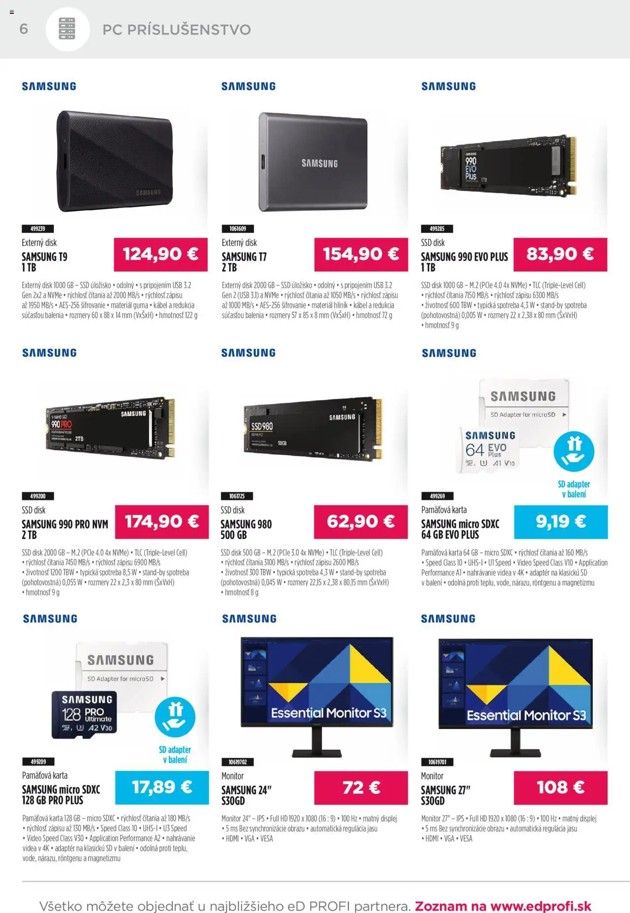 Nové ED Profi akcie – leták je platný od 01.10.2025 | Strana: 6 | Produkty: Monitor, Samsung, PC