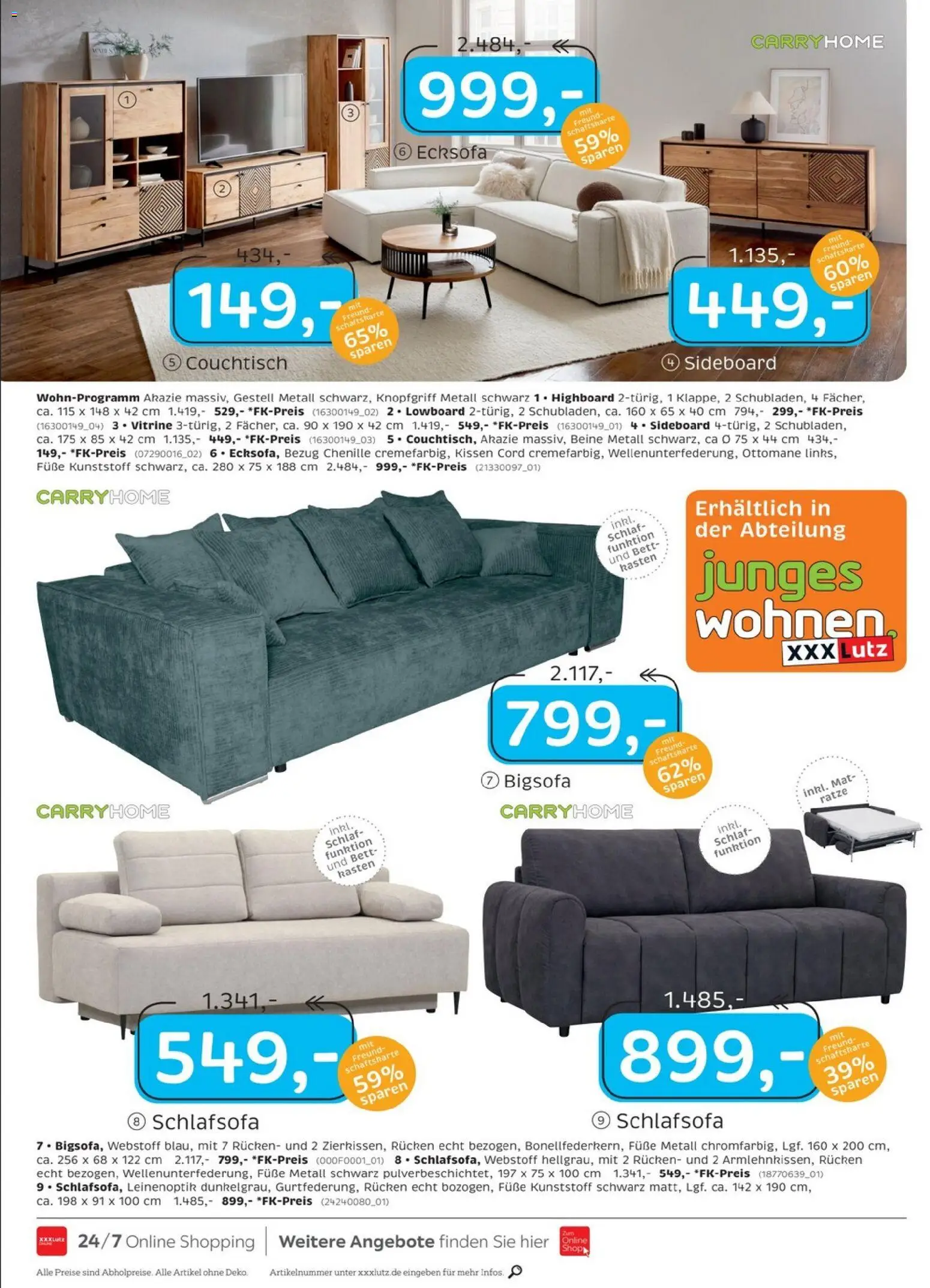 XXXL Lutz Restaurantgutscheine – gültig ab 02.01.2026 | Seite: 6 | Produkte: Sideboard, Schlafsofa, HIghboard, Couchtisch