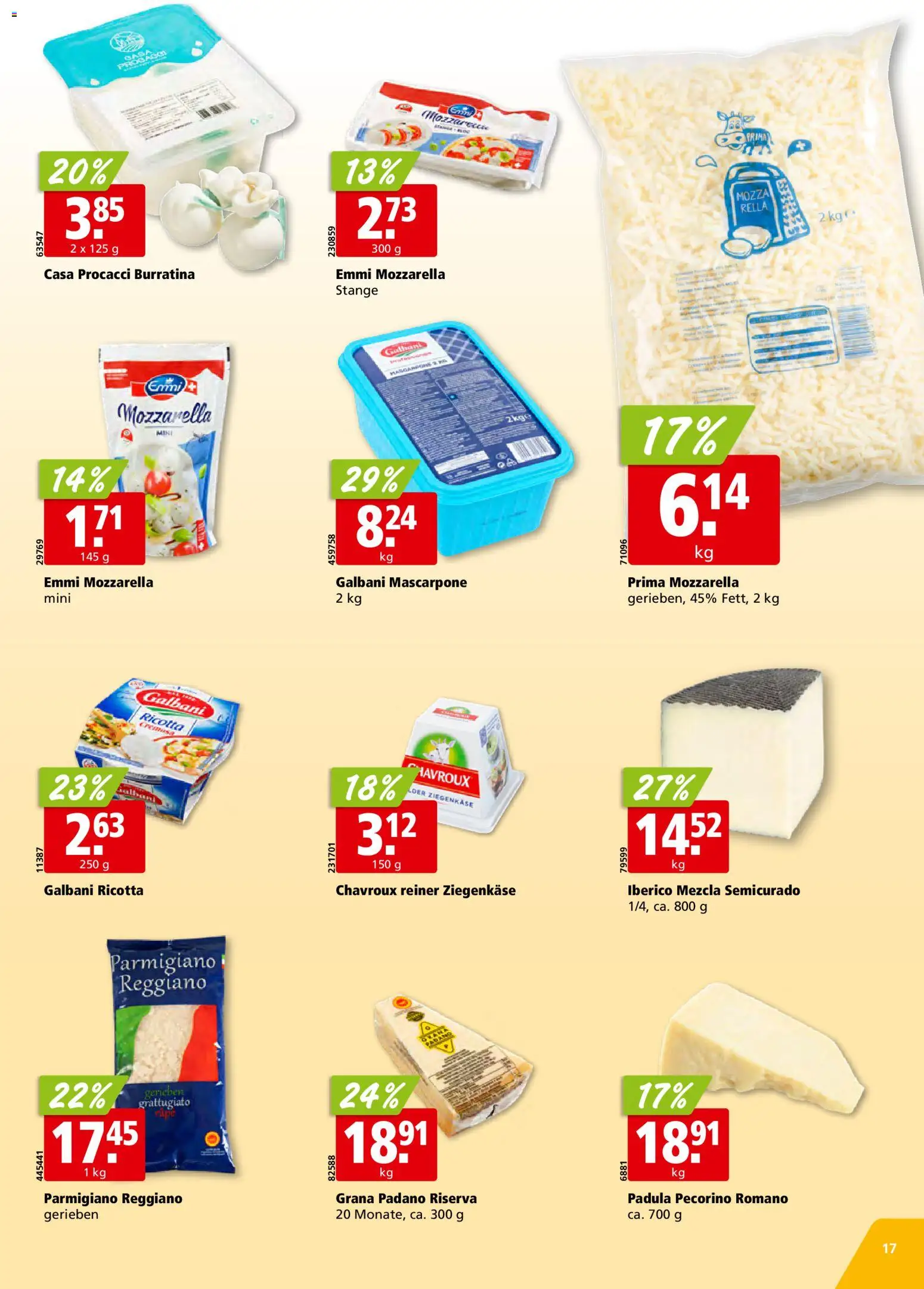 Aligro aktionen Schlieren, Gossau SG, Frauenfeld, Rapperswil-Jona, Sargans, Bern – gültig ab 04.05.2026 | Seite: 17 | Produkte: Mascarpone, Ziegenkäse