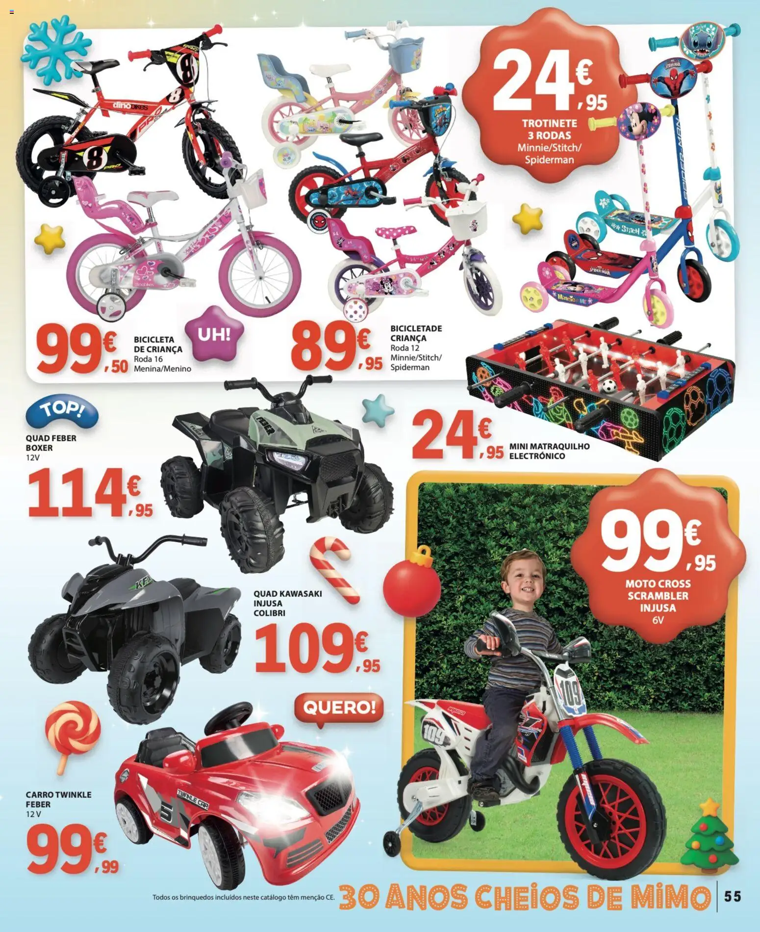 E.Leclerc Brinquedos de Natal │ válido de 11.11.2025 | Página: 55 | Produtos: Top, Bicicleta, Trotinete
